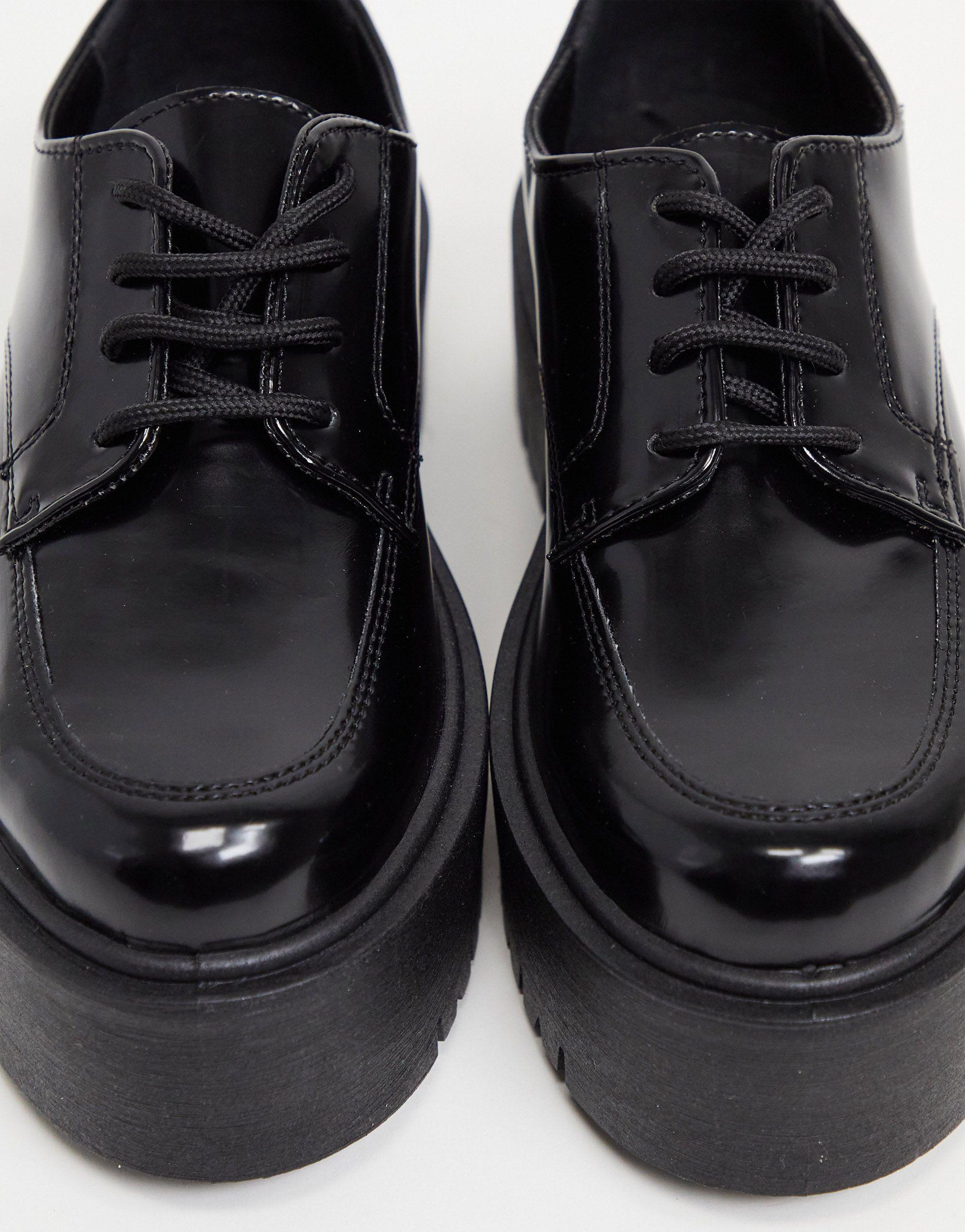 TOPSHOP Loafers Met Plateauzool En Veters in het Zwart | Lyst NL