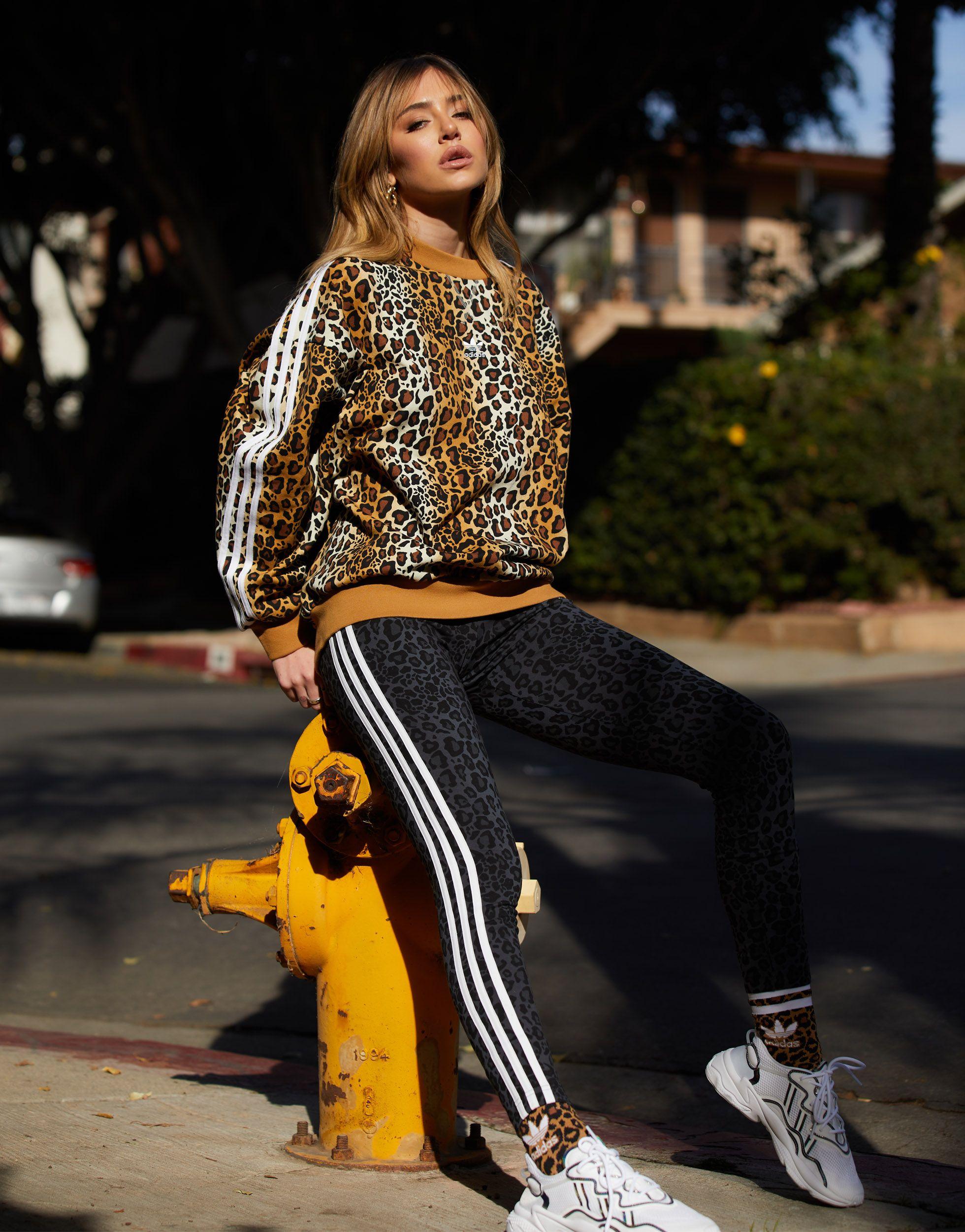 Leopard luxe - felpa oversize di adidas Originals in Marrone | Lyst