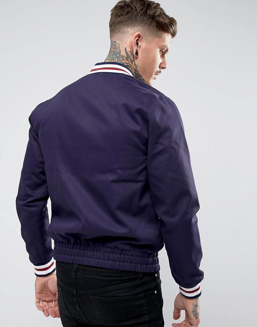 Fred Perry Cotton Reissues Tipped Varsity Bomber Jacket In Navy in Blue for  Men | Lyst