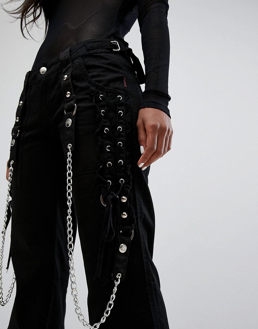 Tripp Nyc Cotton Lace Up Chain Detail 