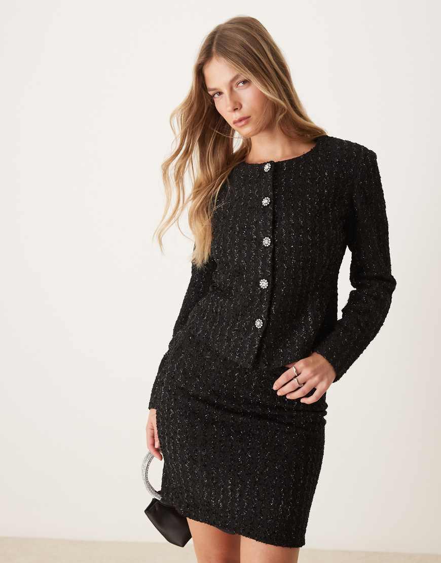 Vila Glitter Detail Trophy Jacket Co-ord in Black Lyst UK