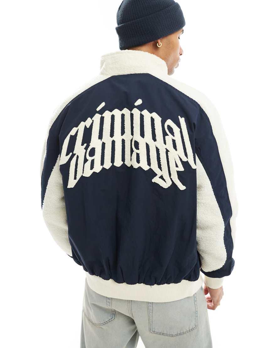 Criminal Damage Micro Sherpa Nylon Tracksuit Jacket in Blue for