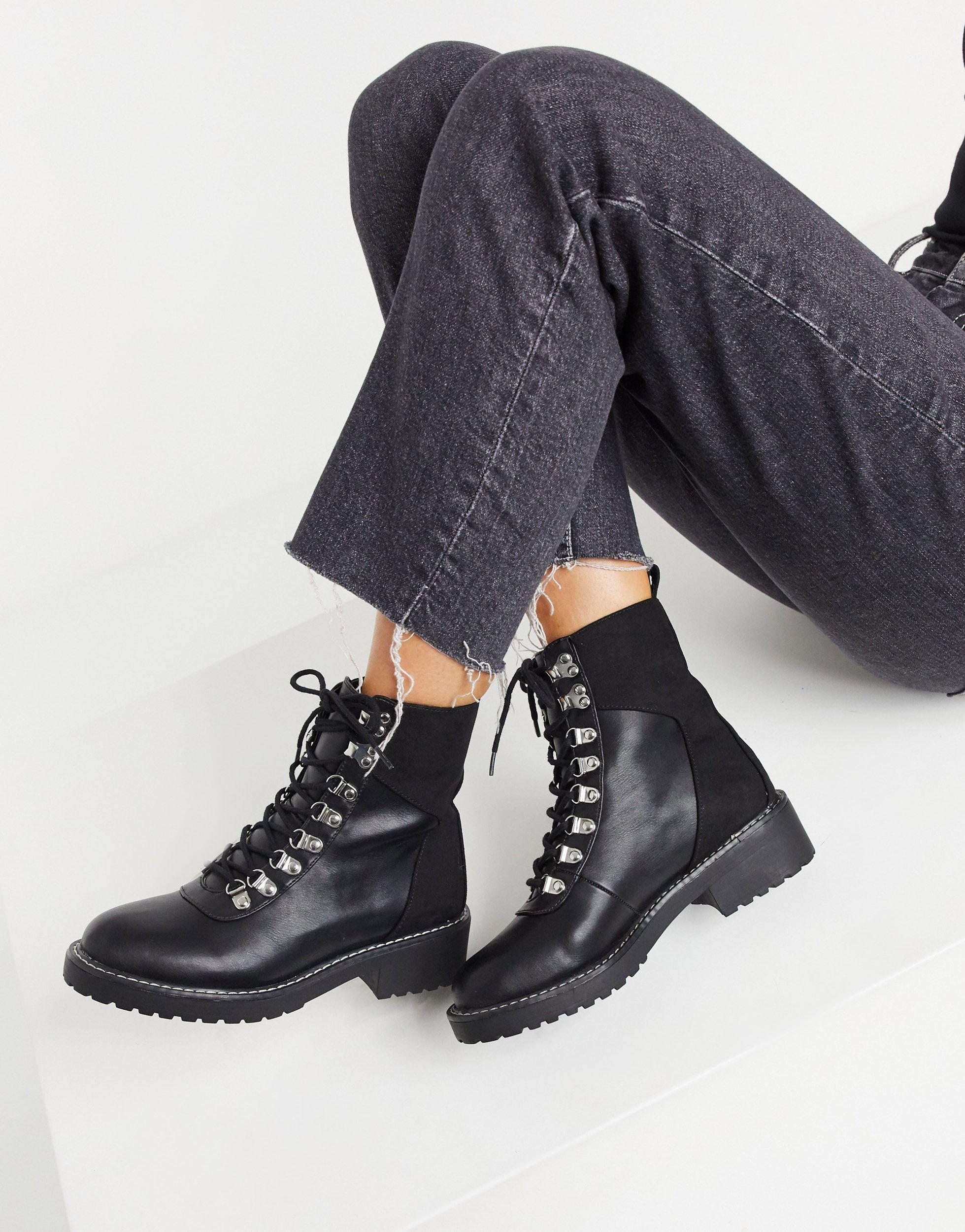 London Rebel Lace-up Boots in Black - Lyst