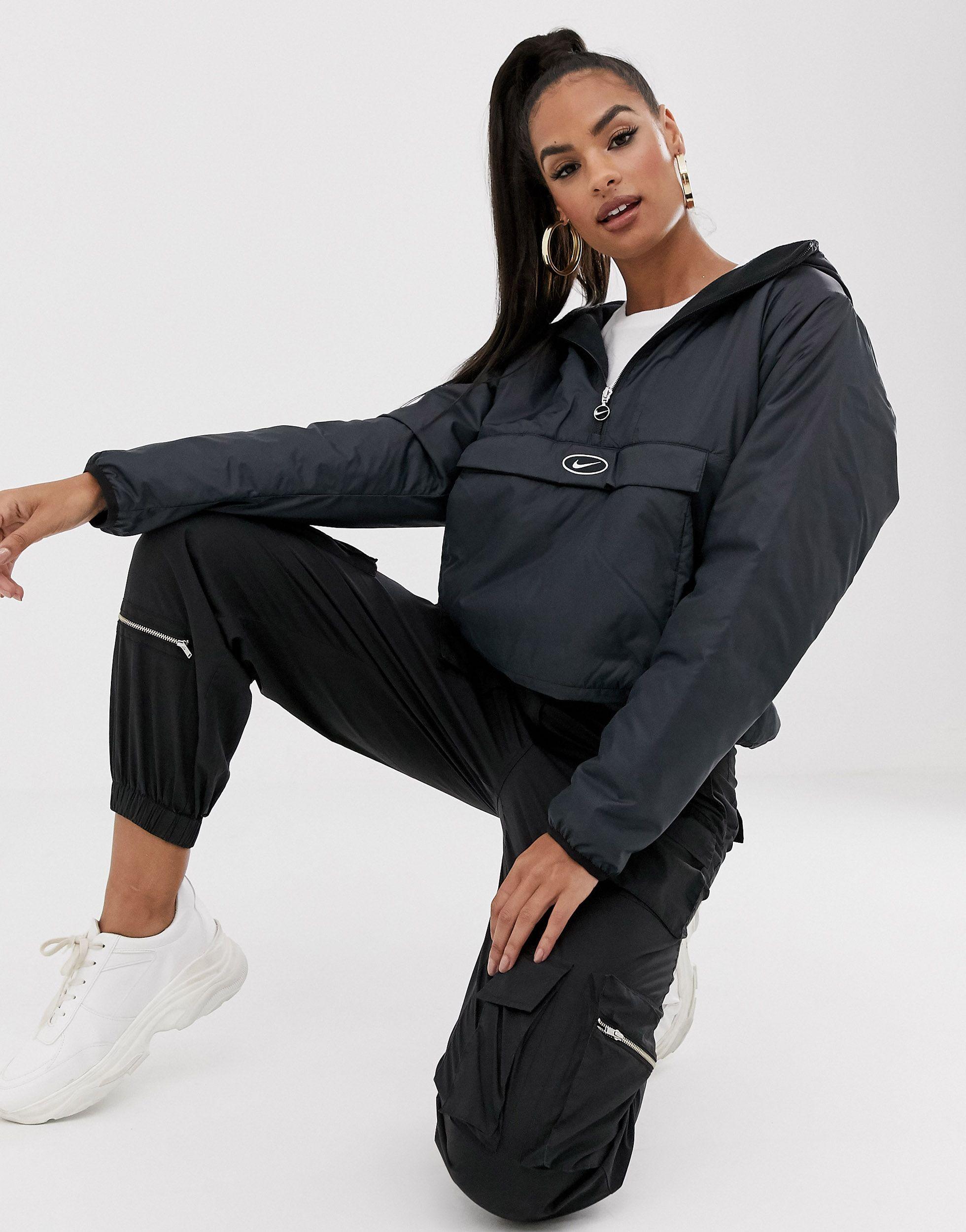 nike black pullover fleece lined jacket