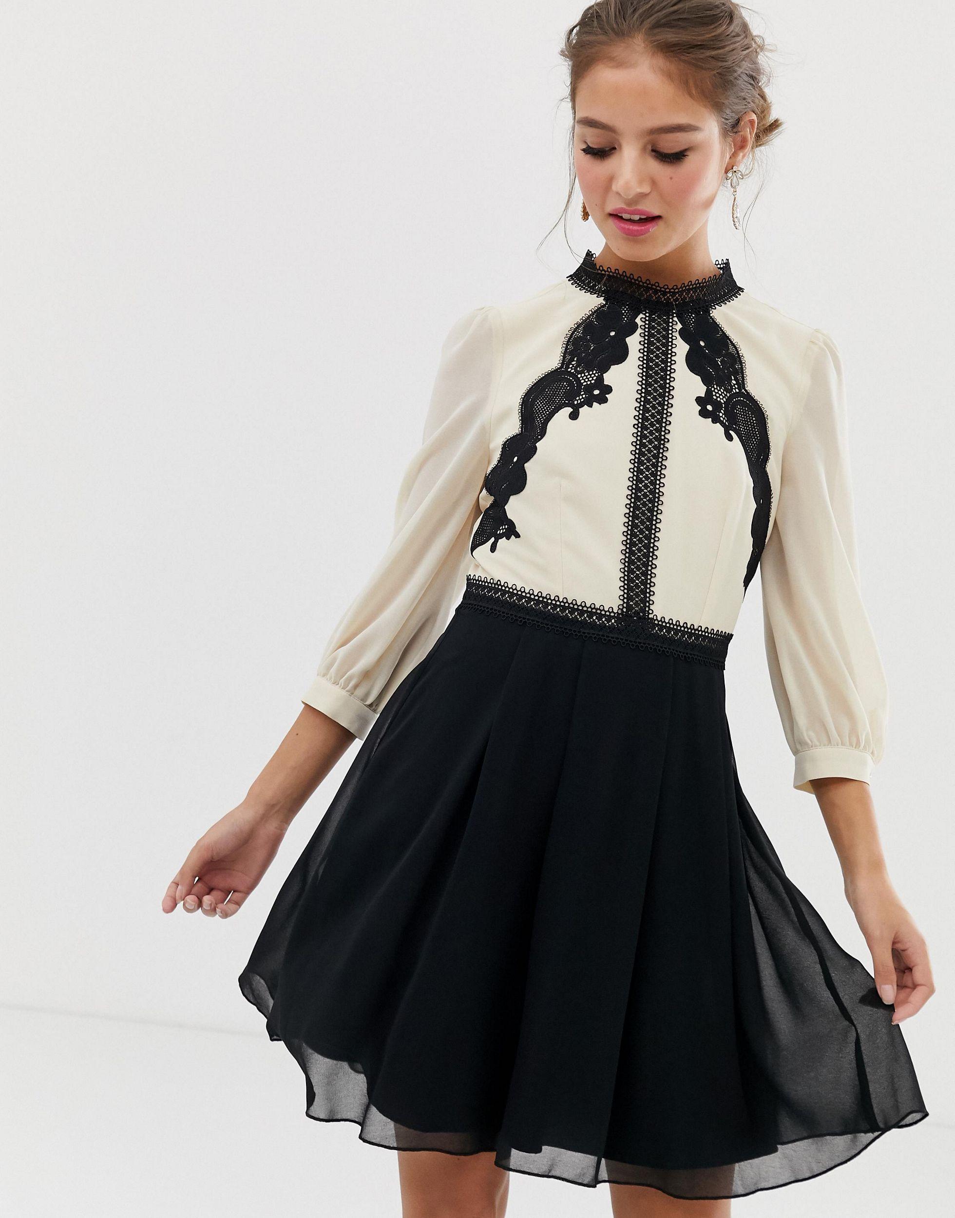 little mistress lace skater dress