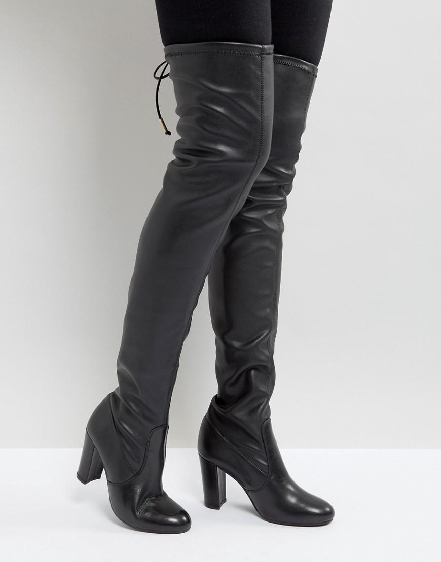 Dune Sybil Leather Over Knee Boots in Black | Lyst