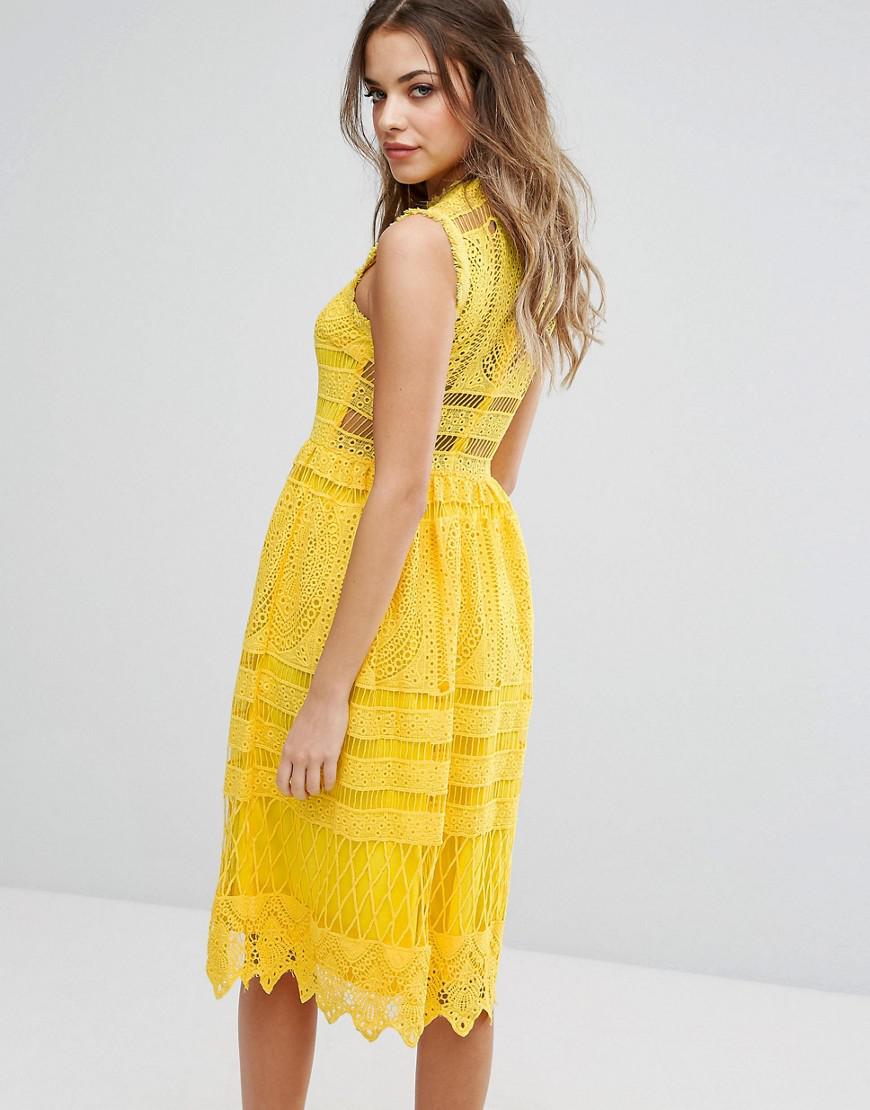 boohoo boutique lace midi skater dress