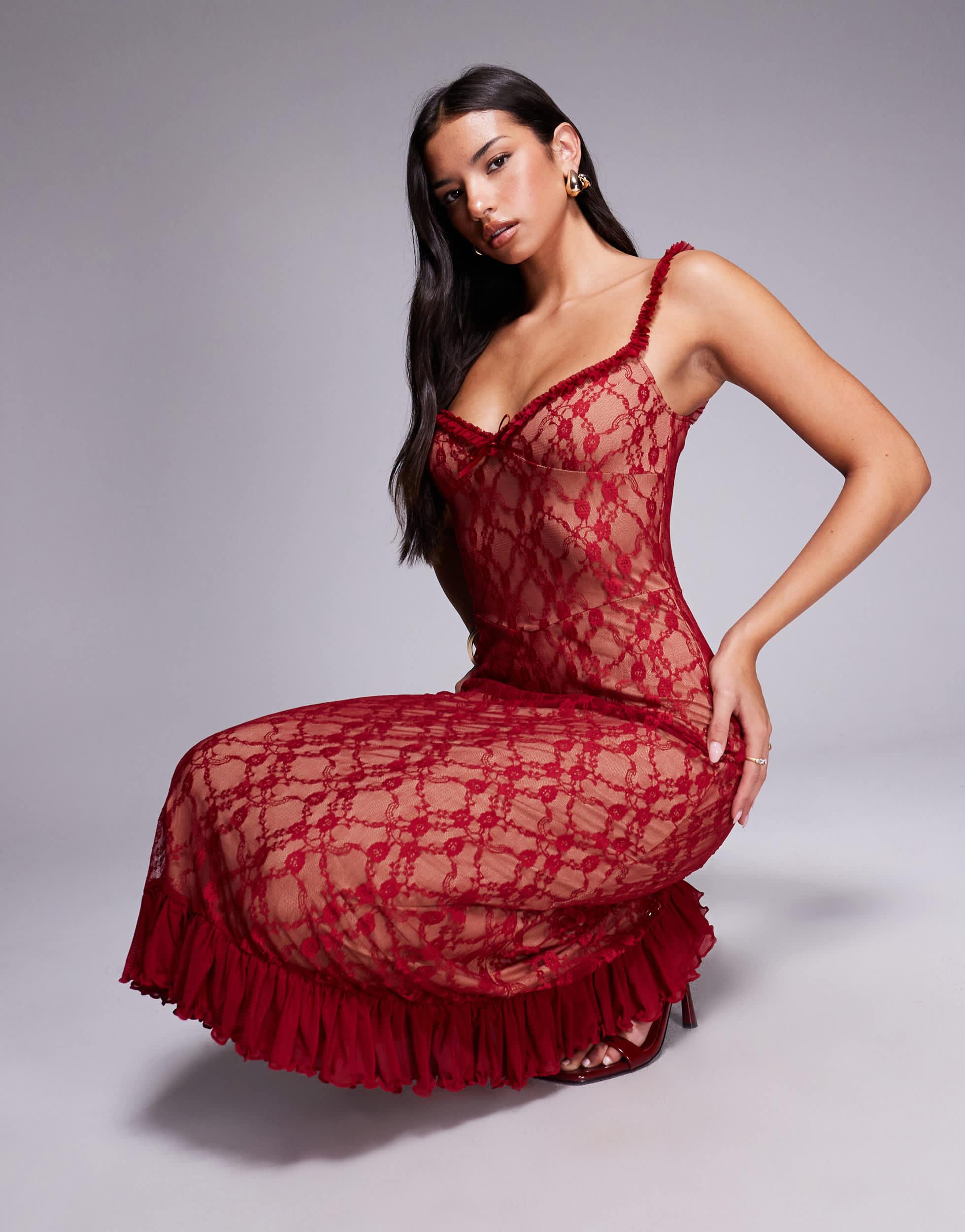 90s lace dress 90s Silk Lace & Ribbon Trim Dress main image 1