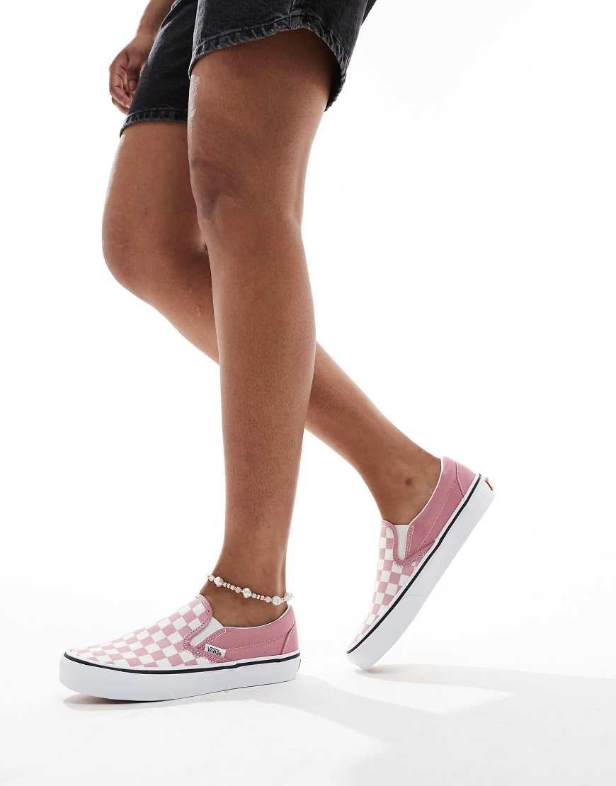 Pink slip on checkered vans hotsell