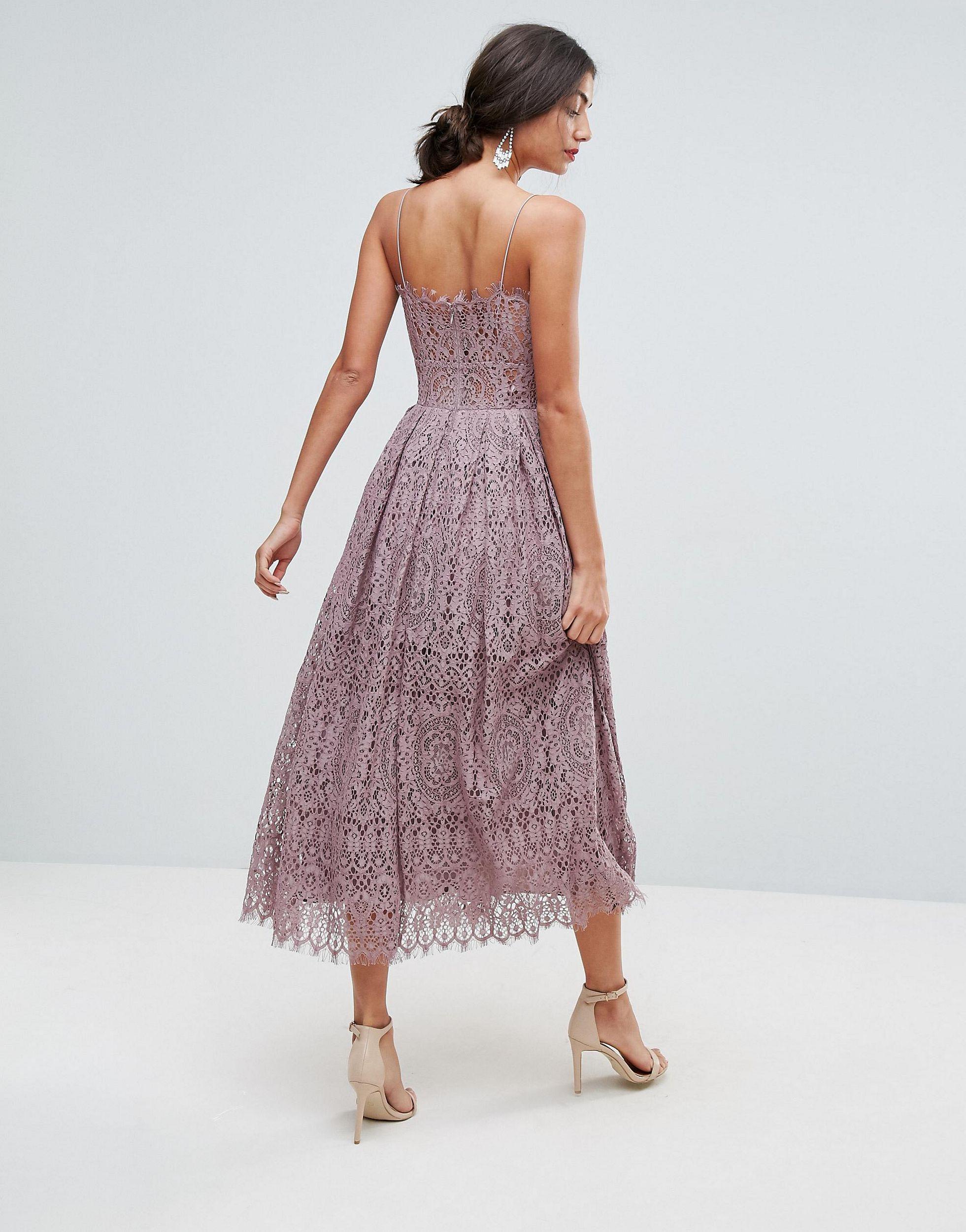 asos petite lace cami midi prom dress