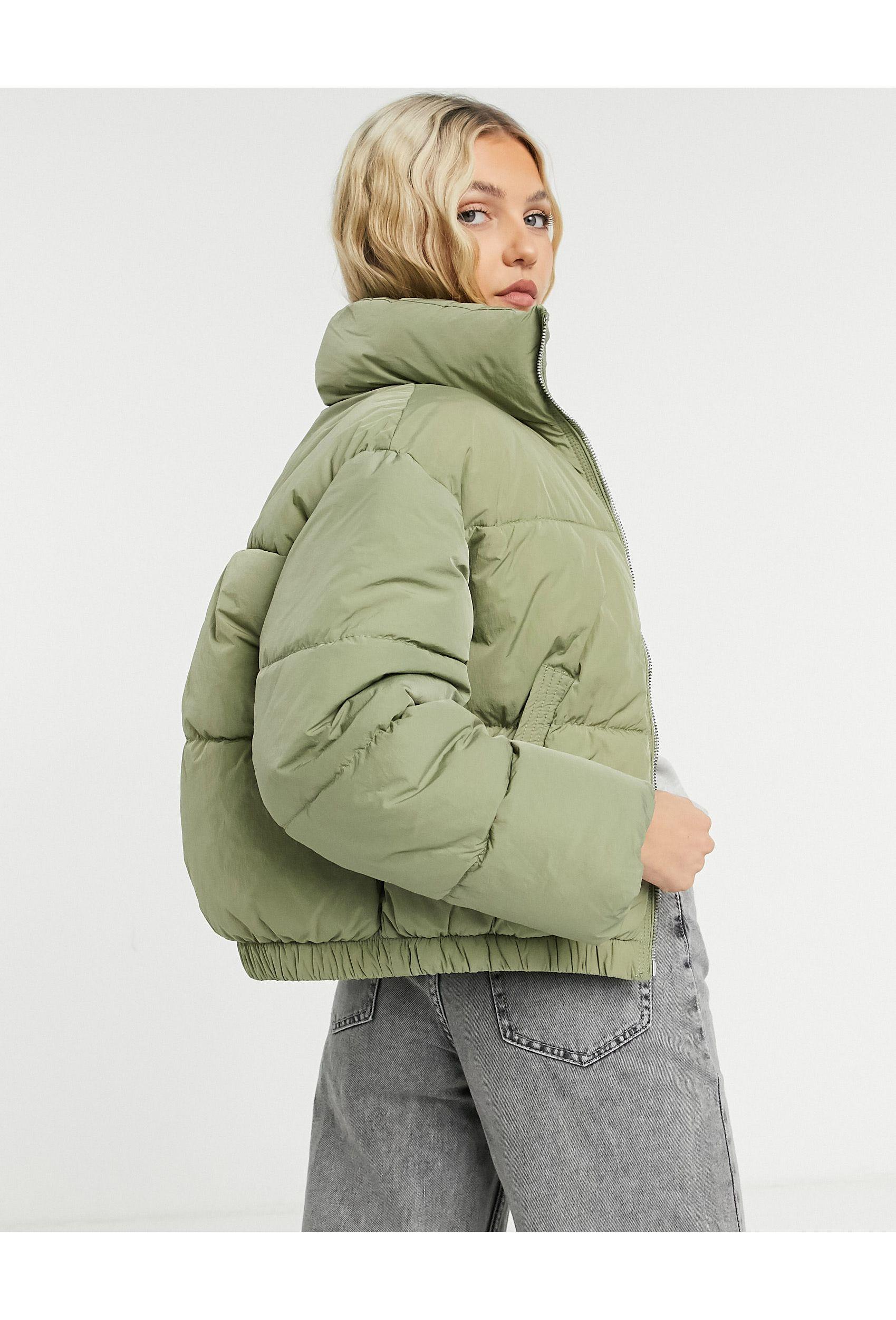 Bershka Oversized Padded Puffer Jacket in Green | Lyst