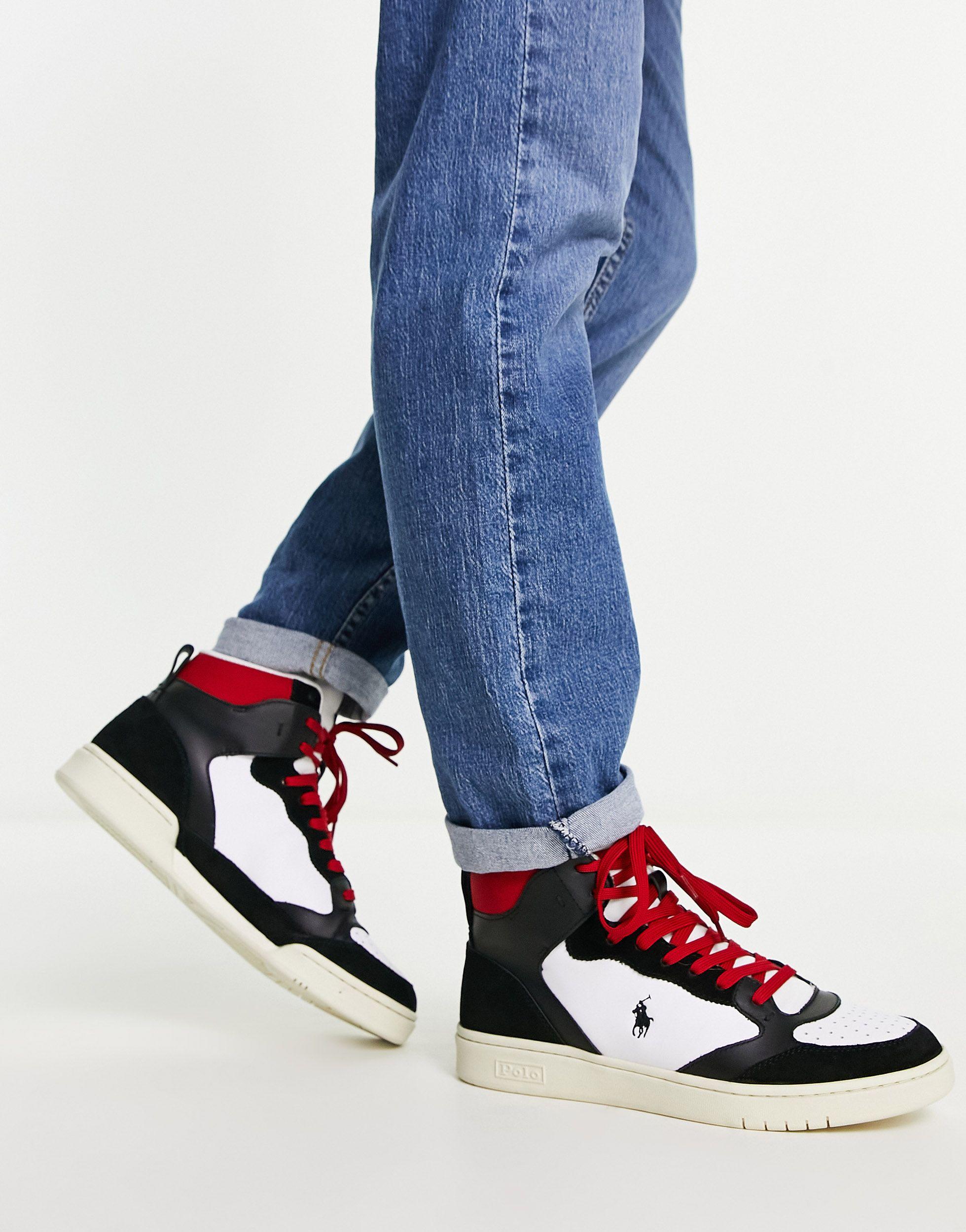 Sneakers alte nere e rosse con logo del pony da Uomo di Polo Ralph Lauren  in Blu | Lyst