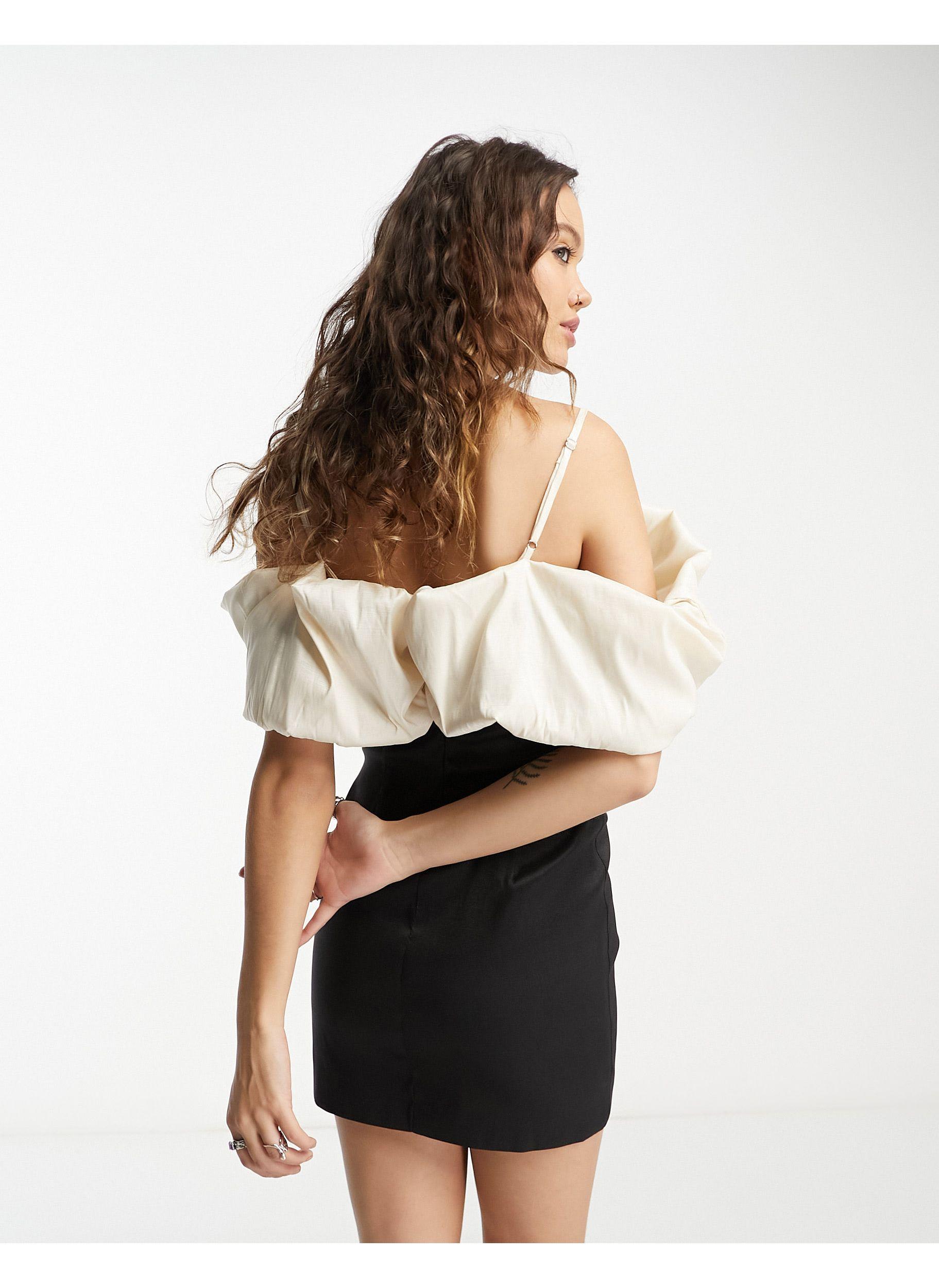 Bershka Volume Sleeve Mini Corset Dress in White Lyst