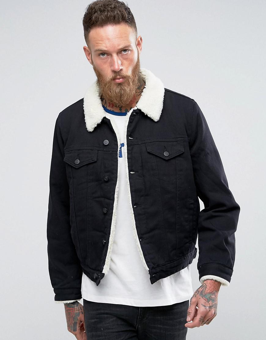 fully borg lined denim jacket mens
