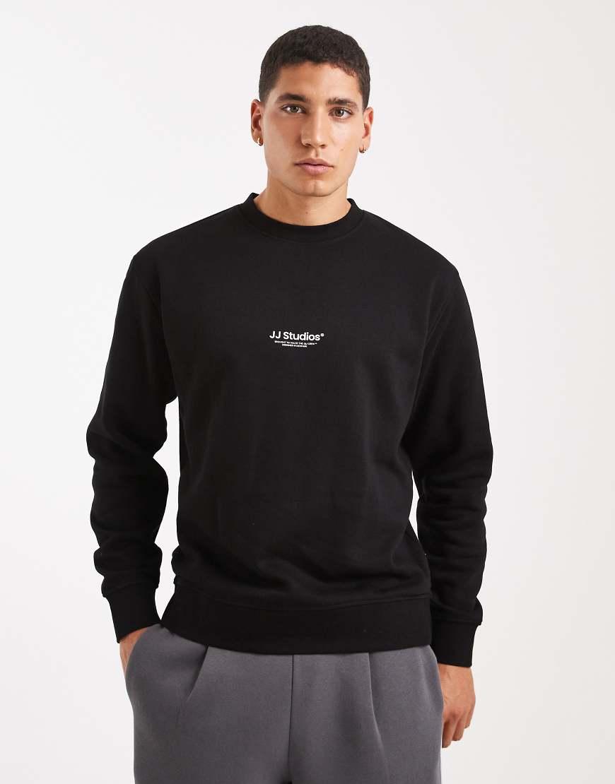 JACK & JONES Mens Relax Crew Neck Jumper Black S