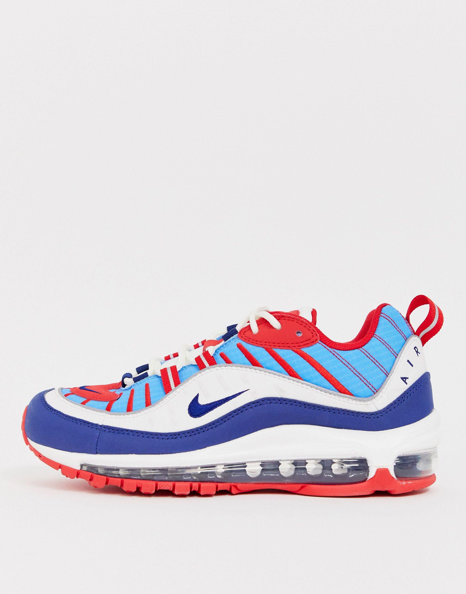 Nike Red White And Blue Air Max 98 Trainers | Lyst UK