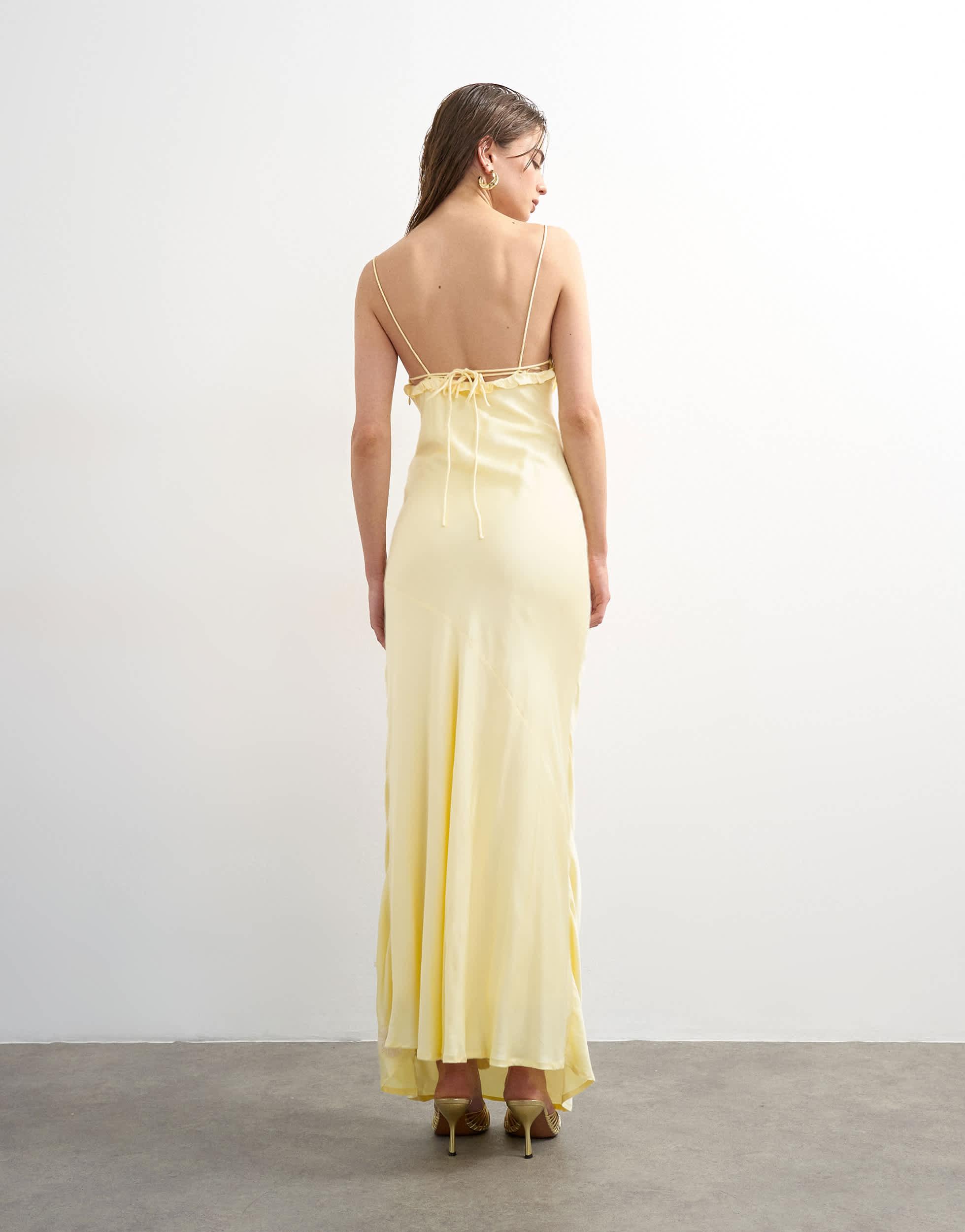 TOPSHOP Embellished Raffia Slip Dress With Frill in Natural