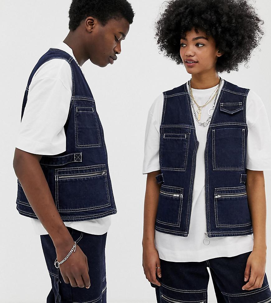 denim utility gilet