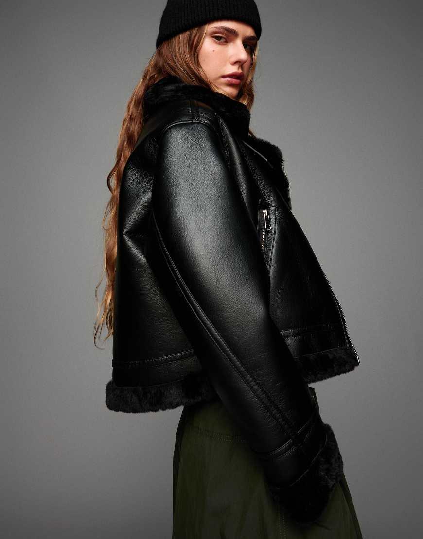 Pelliccia Cappotto Lilla Bershka Bershka Giacca Lilla In Pelliccia