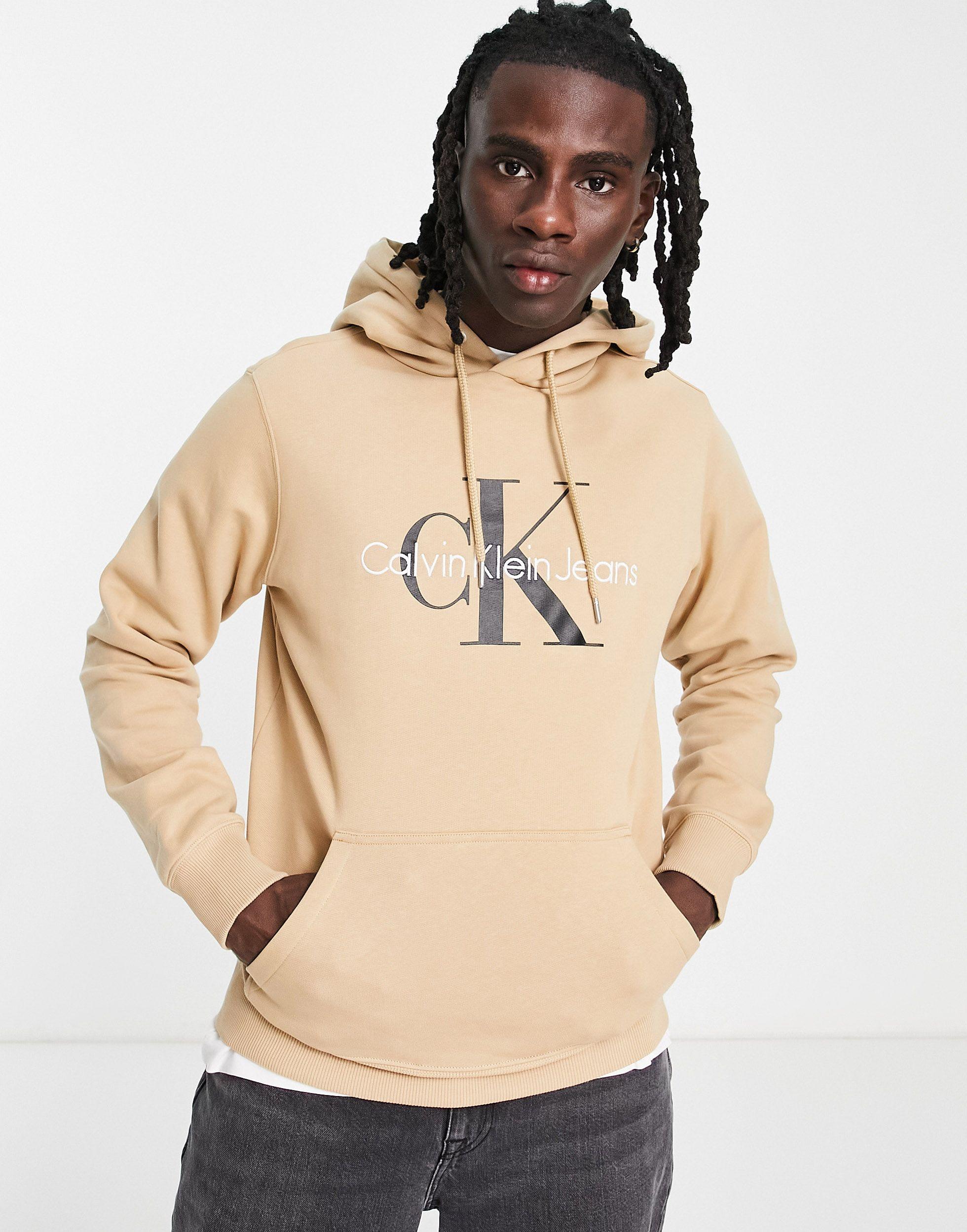 Calvin Klein Monogram Logo Hoodie in Brown for Men | Lyst