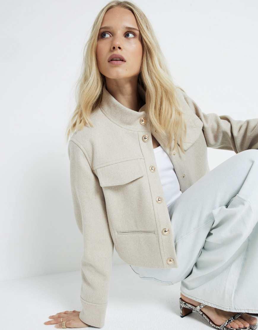 River Island Funnel Neck Jacket in White Lyst UK
