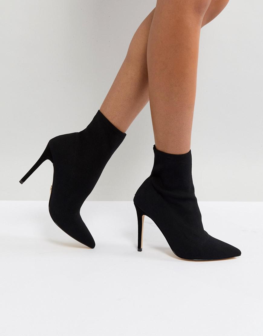 Lipsy Stretch Knitted Sock Ankle Boot in Black - Lyst