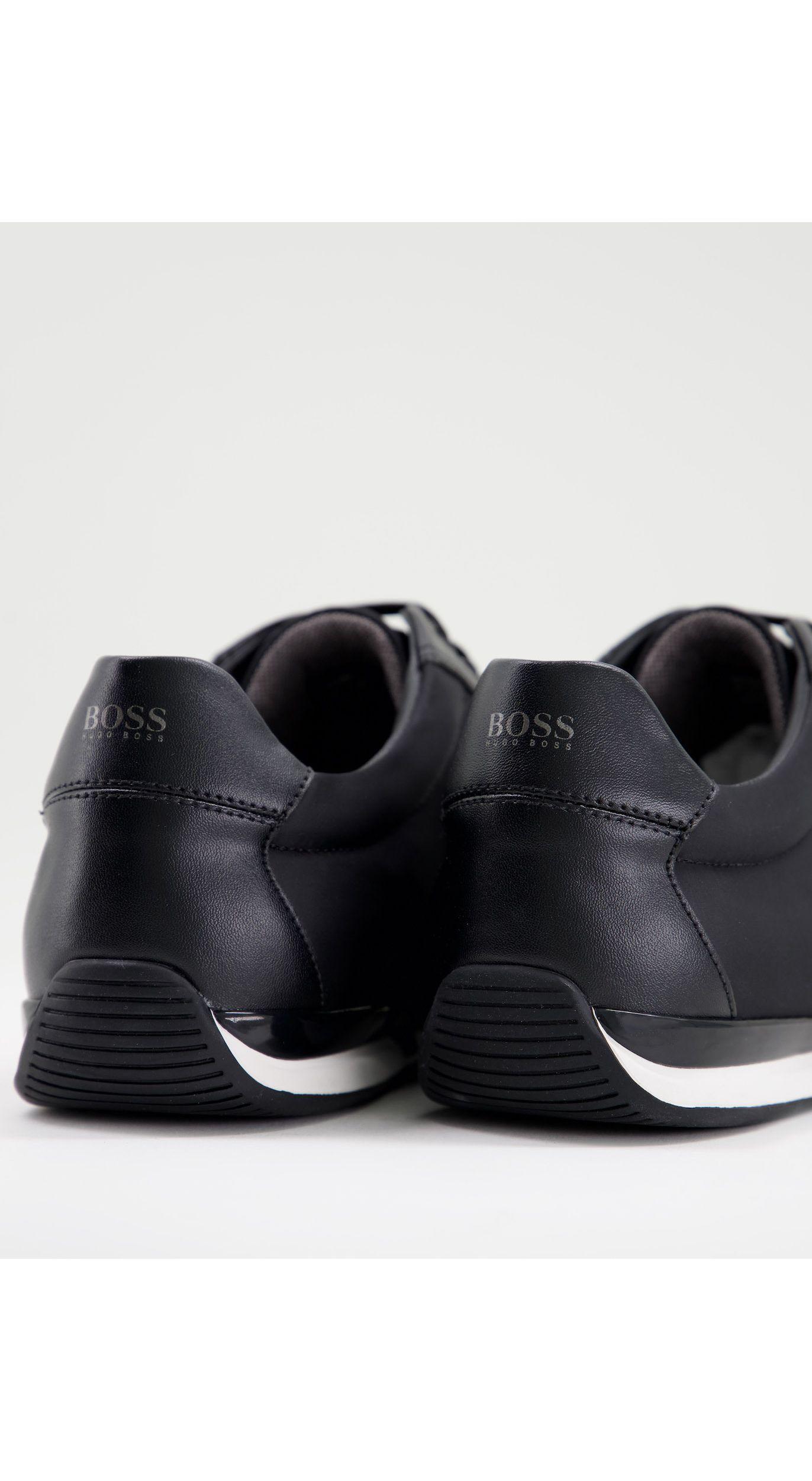 BOSS by HUGO BOSS Saturn Lowp Leather Logo Sneakers in Black for Men | Lyst