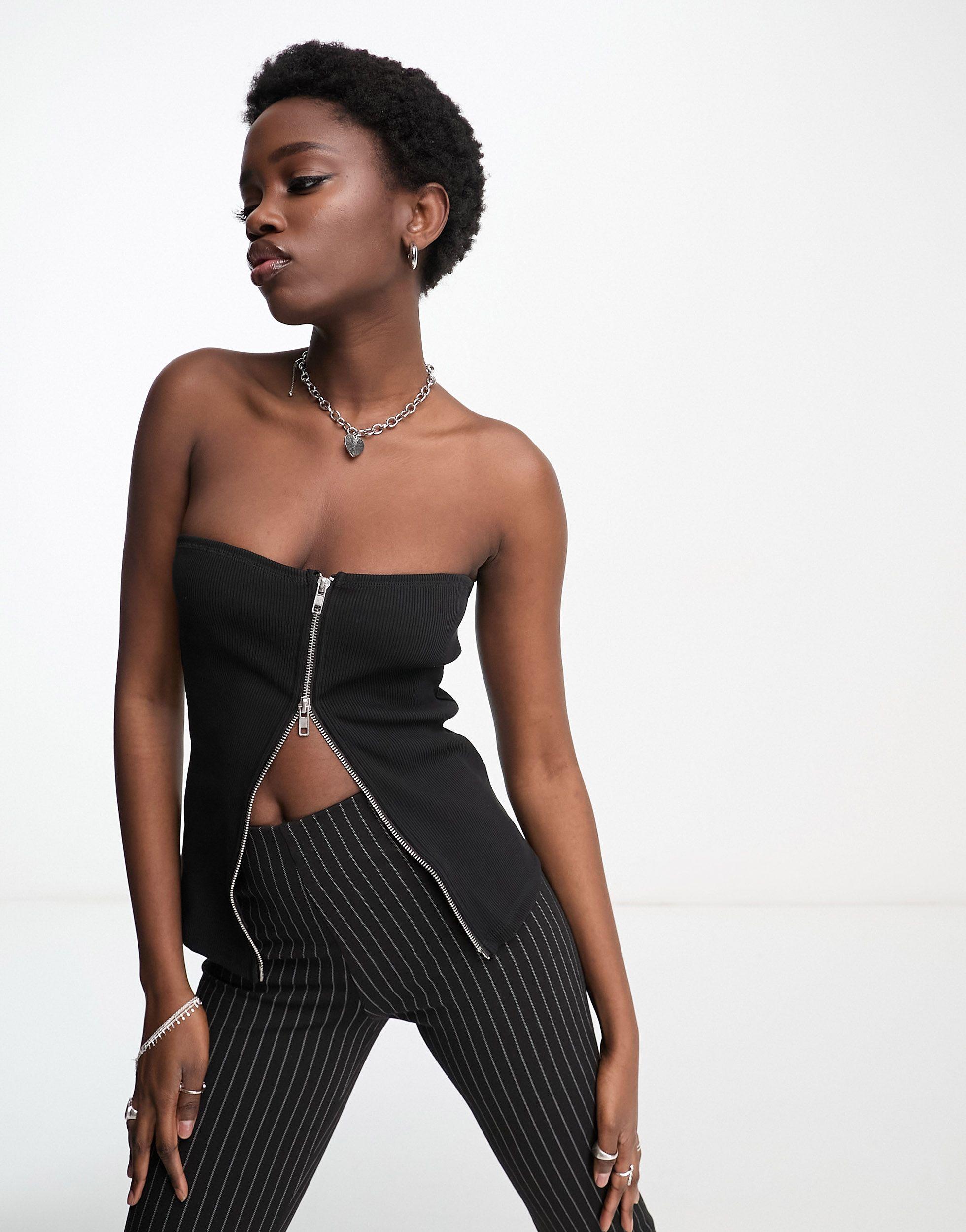 Zip up sales tube top