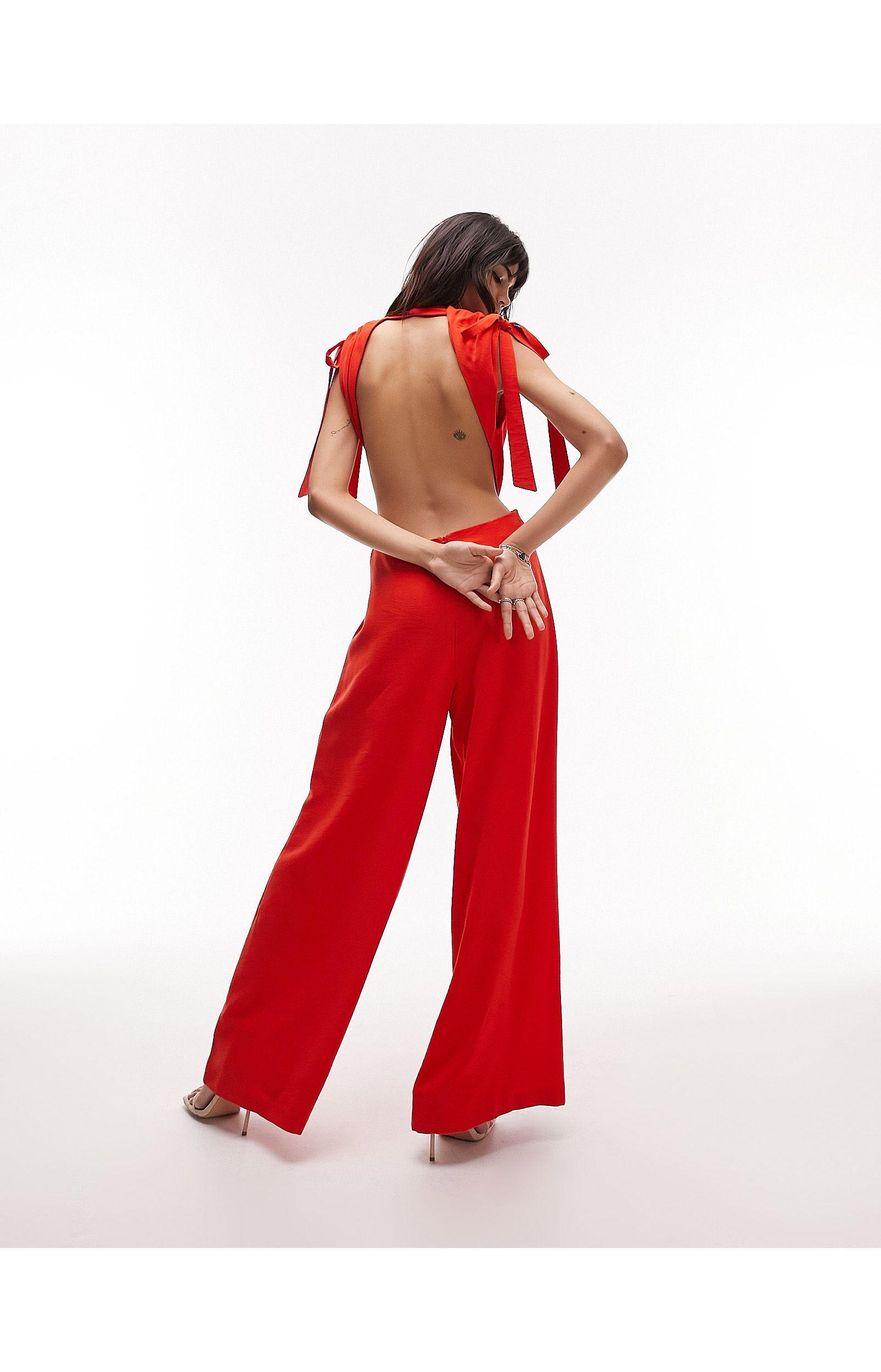 topshop red jumpsuit