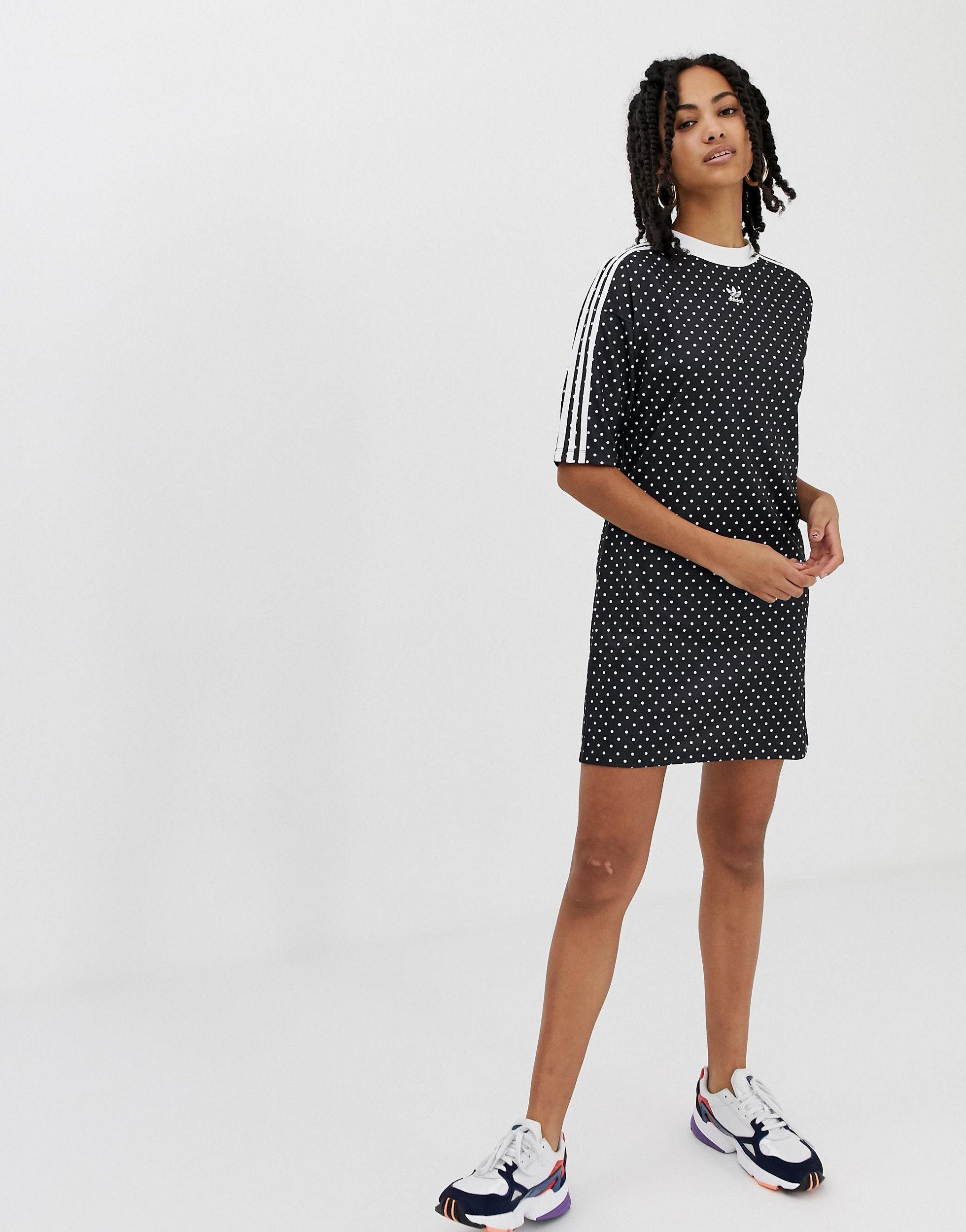 adidas Originals – Kleid mit Punkten in Schwarz | Lyst AT