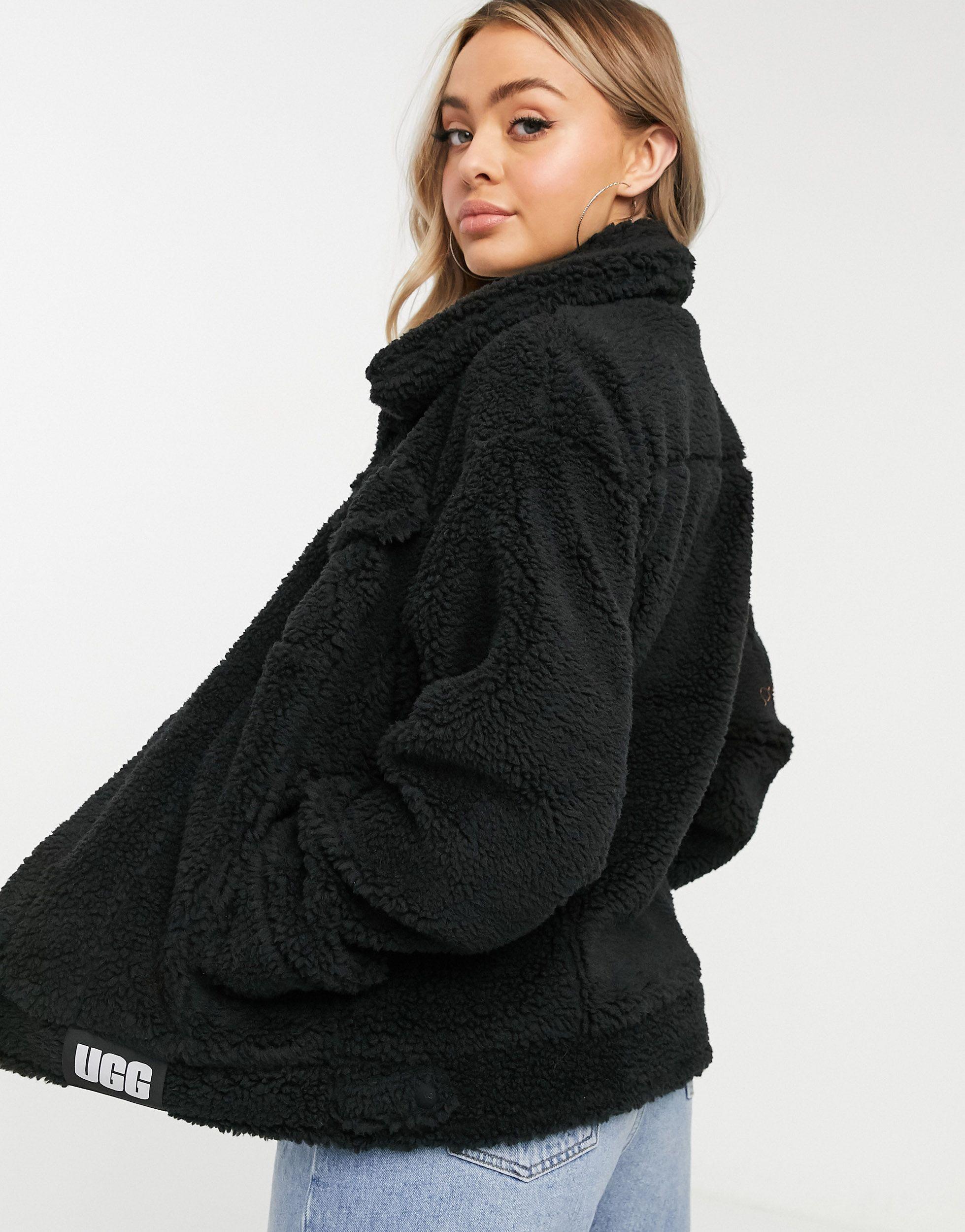 teddy trucker jacket black