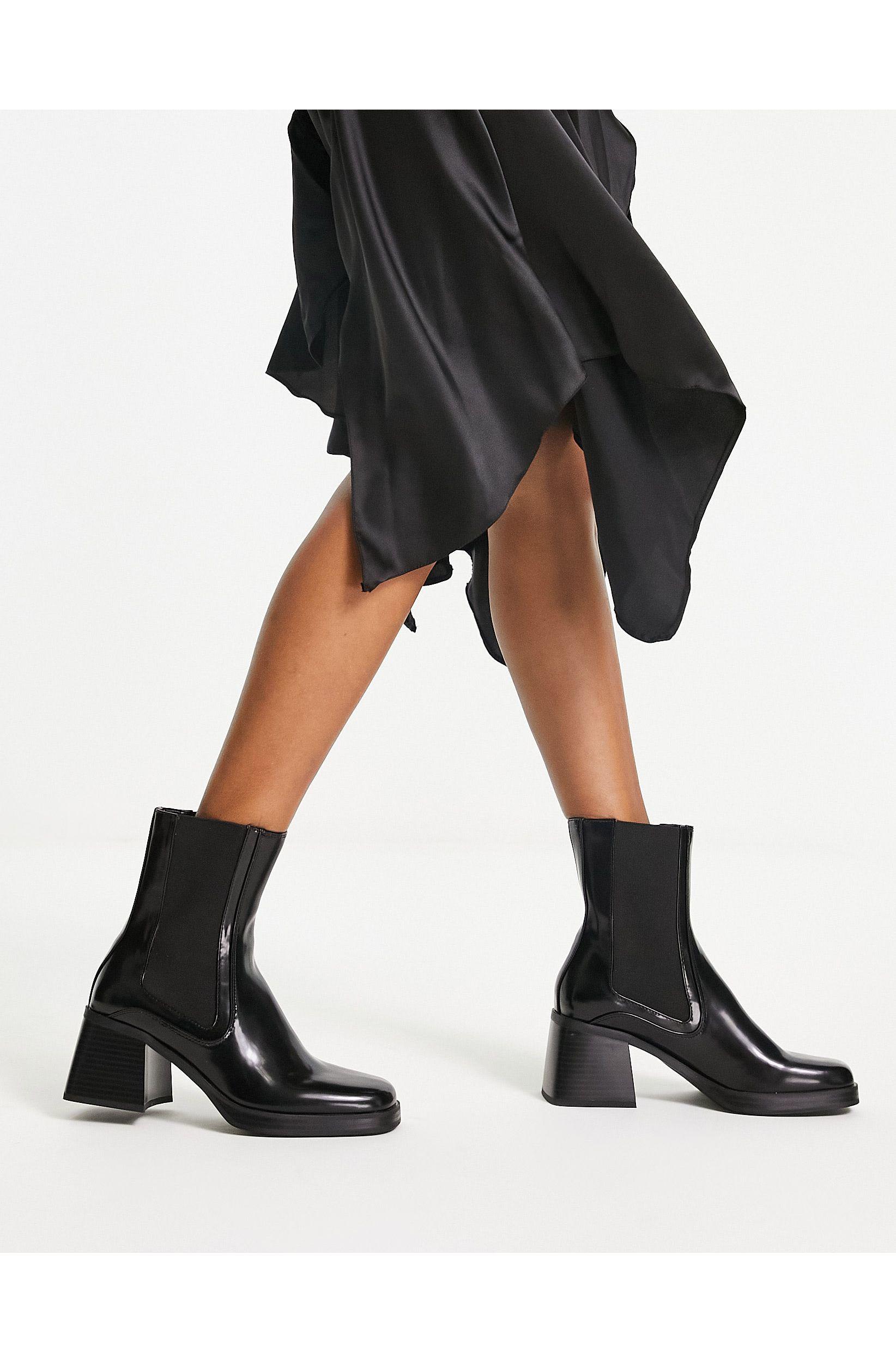 Bershka Chelsea Boots Met Halfhoge Hak in het Zwart | Lyst NL