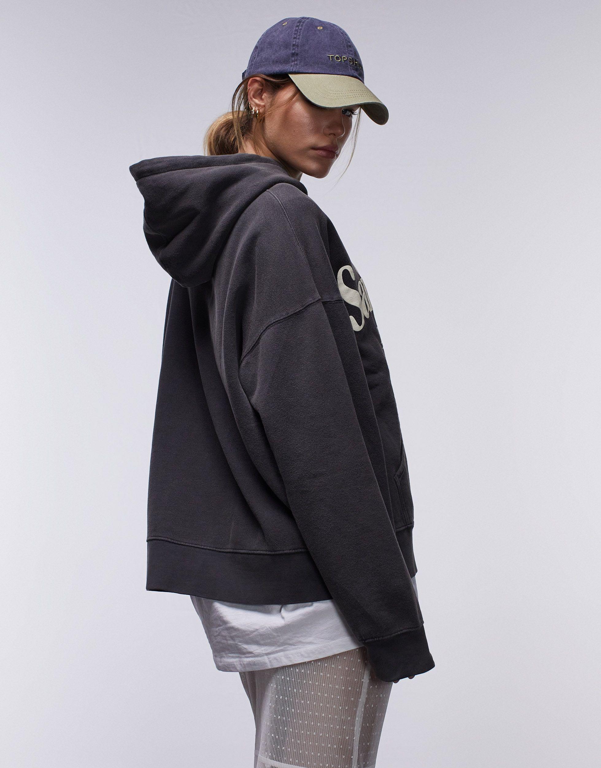 Black hoodie topshop hot sale