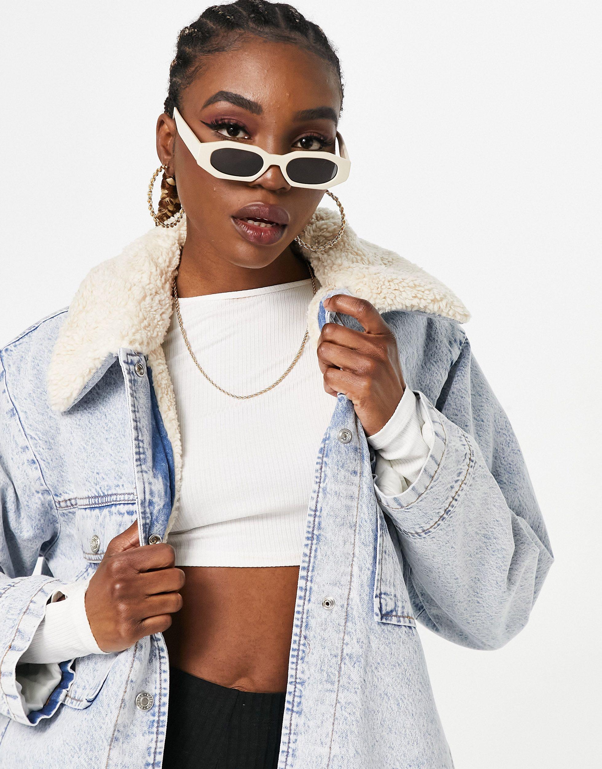 topshop shearling denim jacket