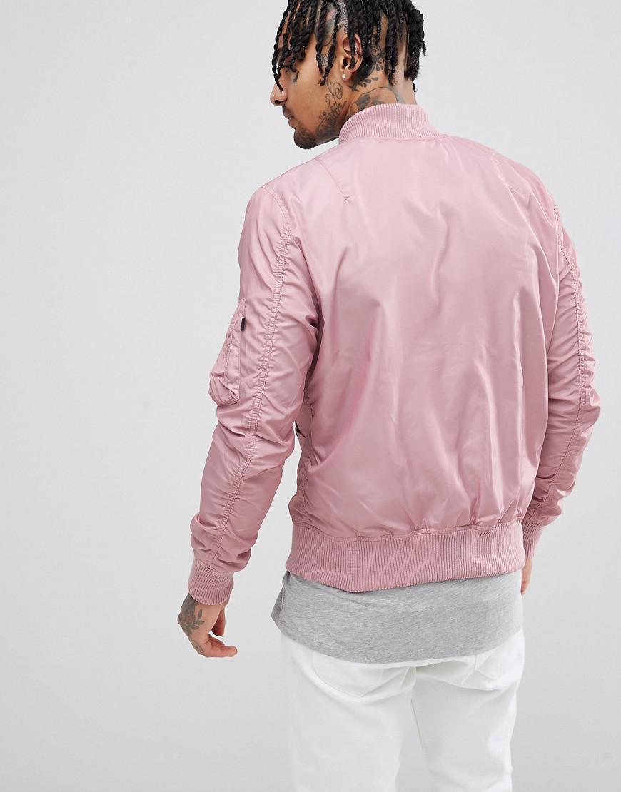 Alpha Industries Leather Ma1-tt Bomber Jacket Slim Fit In Silver Pink for  Men - Lyst