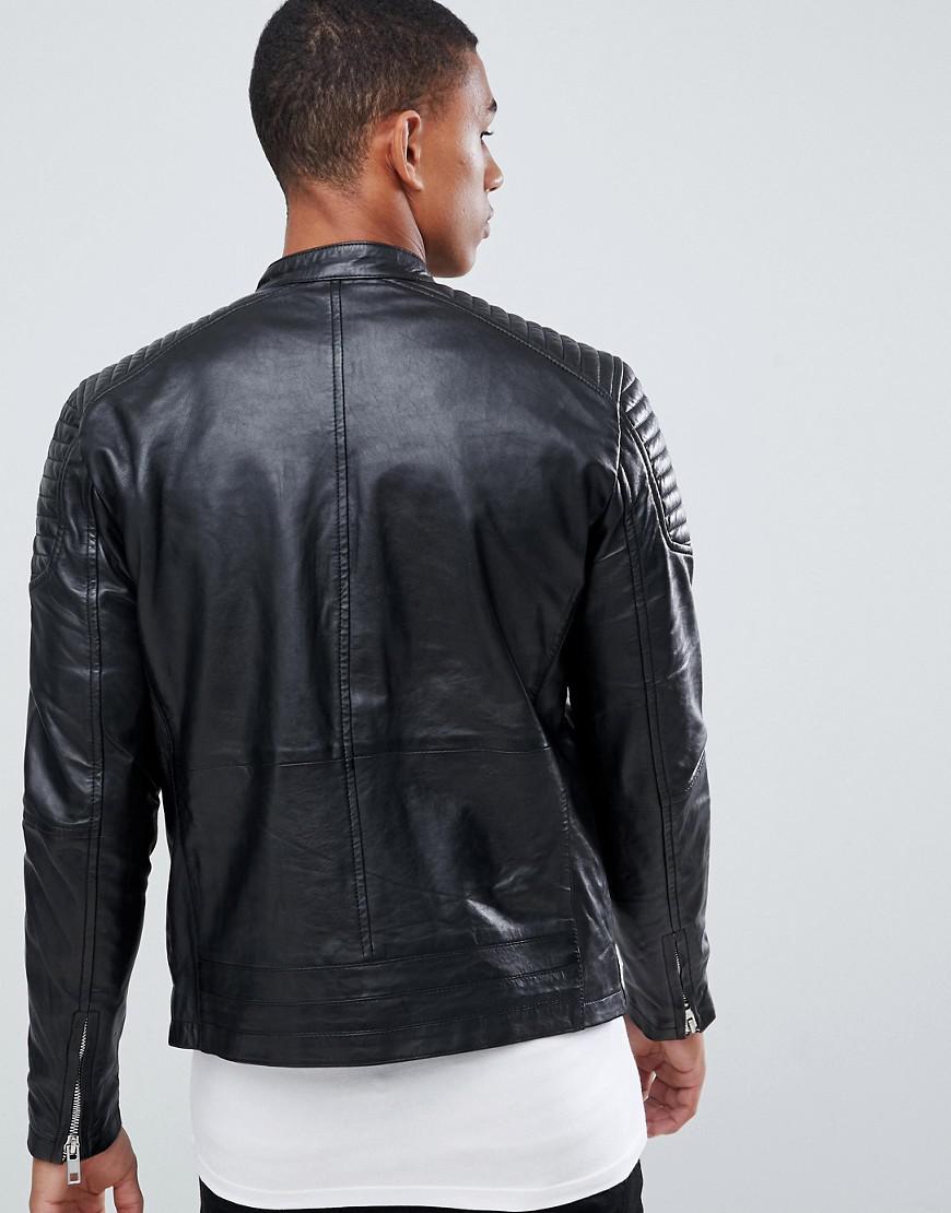 solid leather biker jacket
