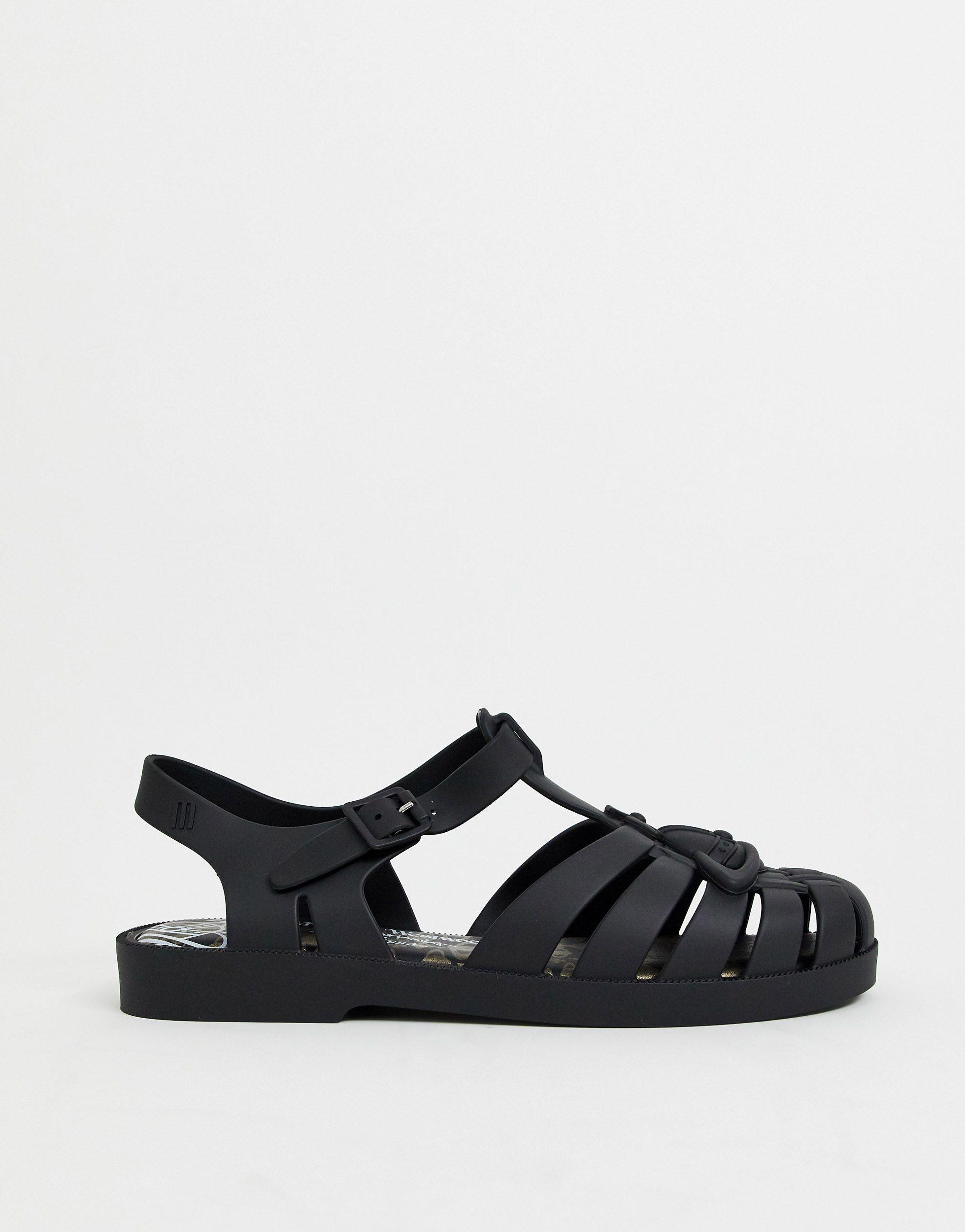 Melissa + Vivienne Westwood Anglomania Logo Trim Jelly Sandals in Black |  Lyst
