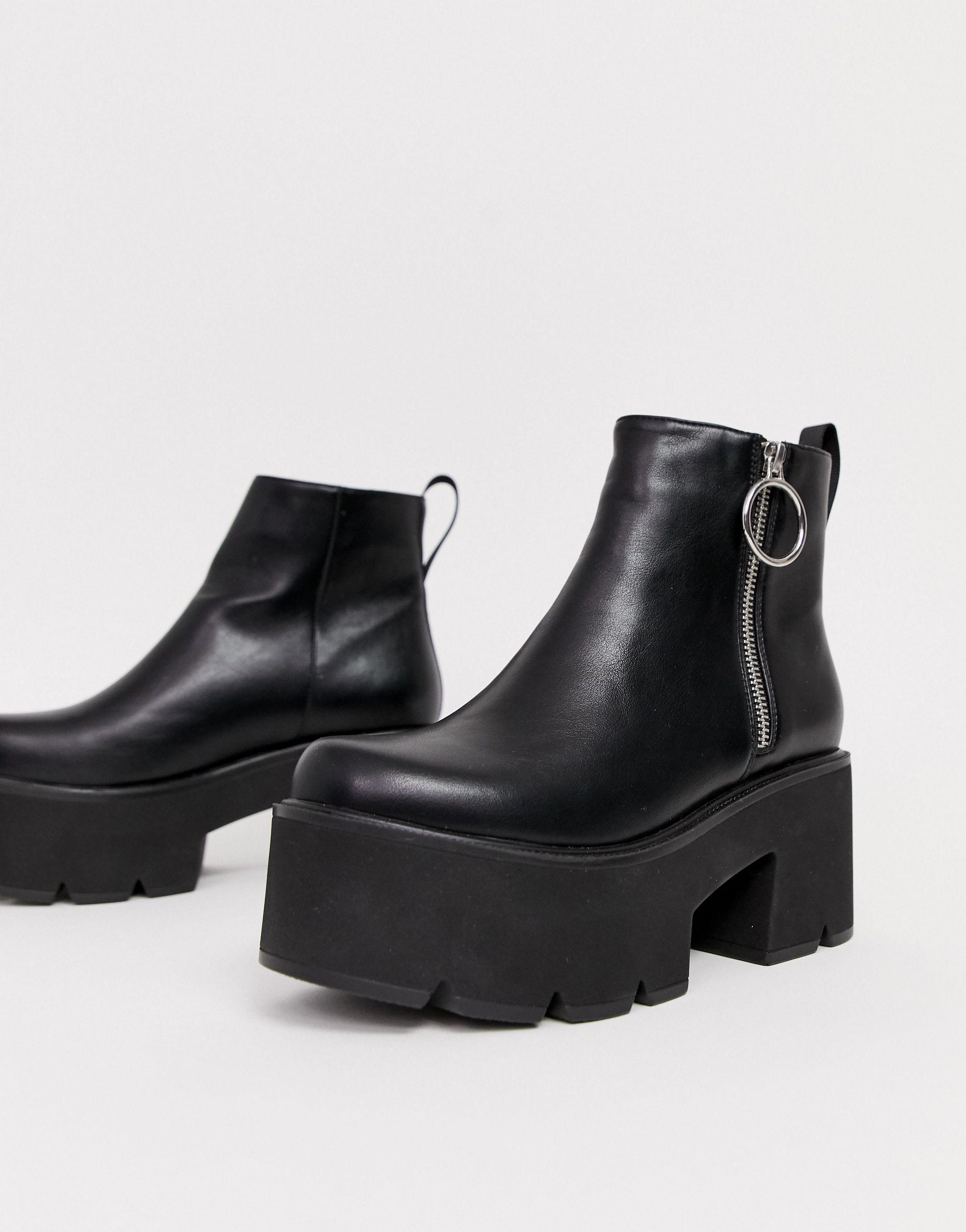 lamoda black chunky platform chelsea boots