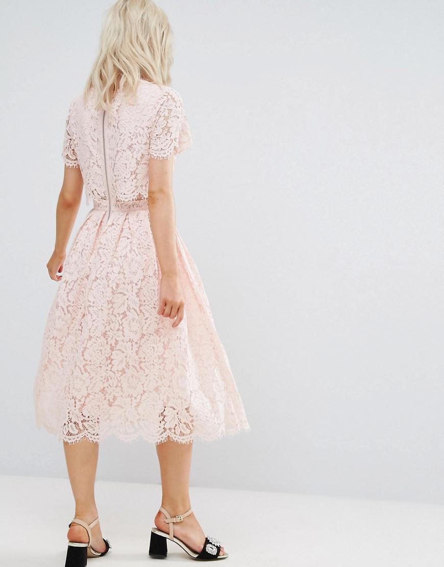 asos lace crop top midi prom dress