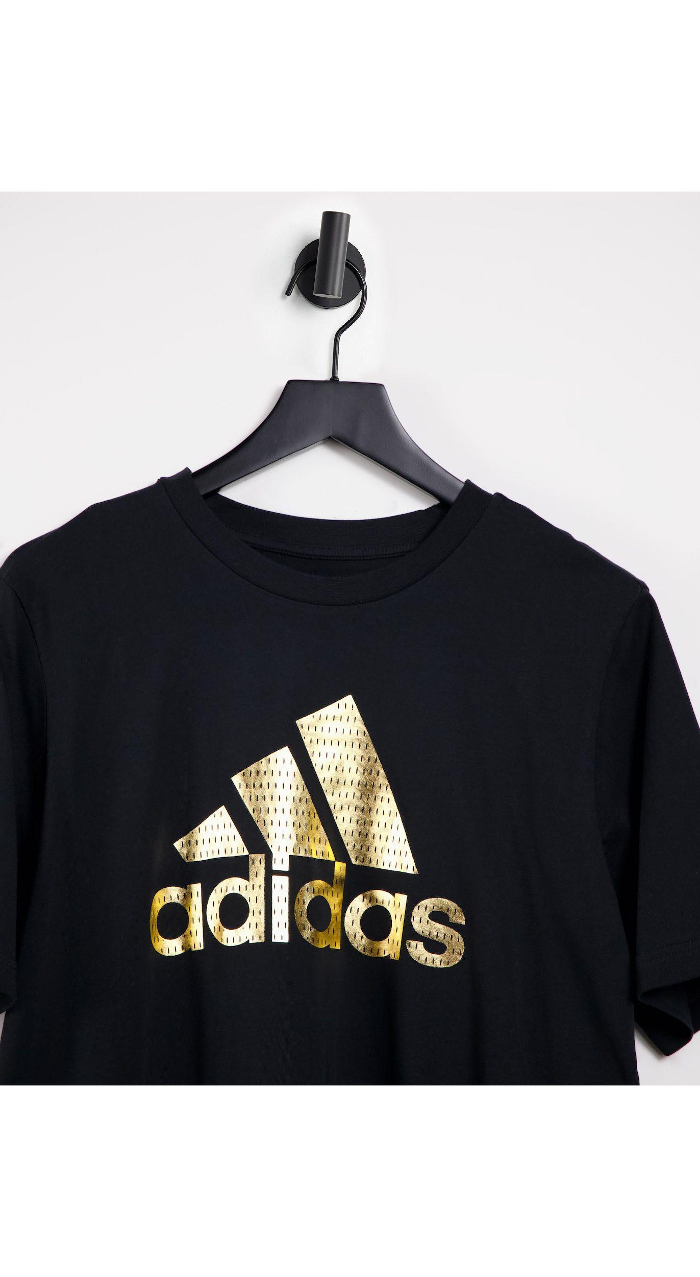 embrague formato borroso Camiseta negra con logo dorado adidas Originals de hombre de color Negro |  Lyst