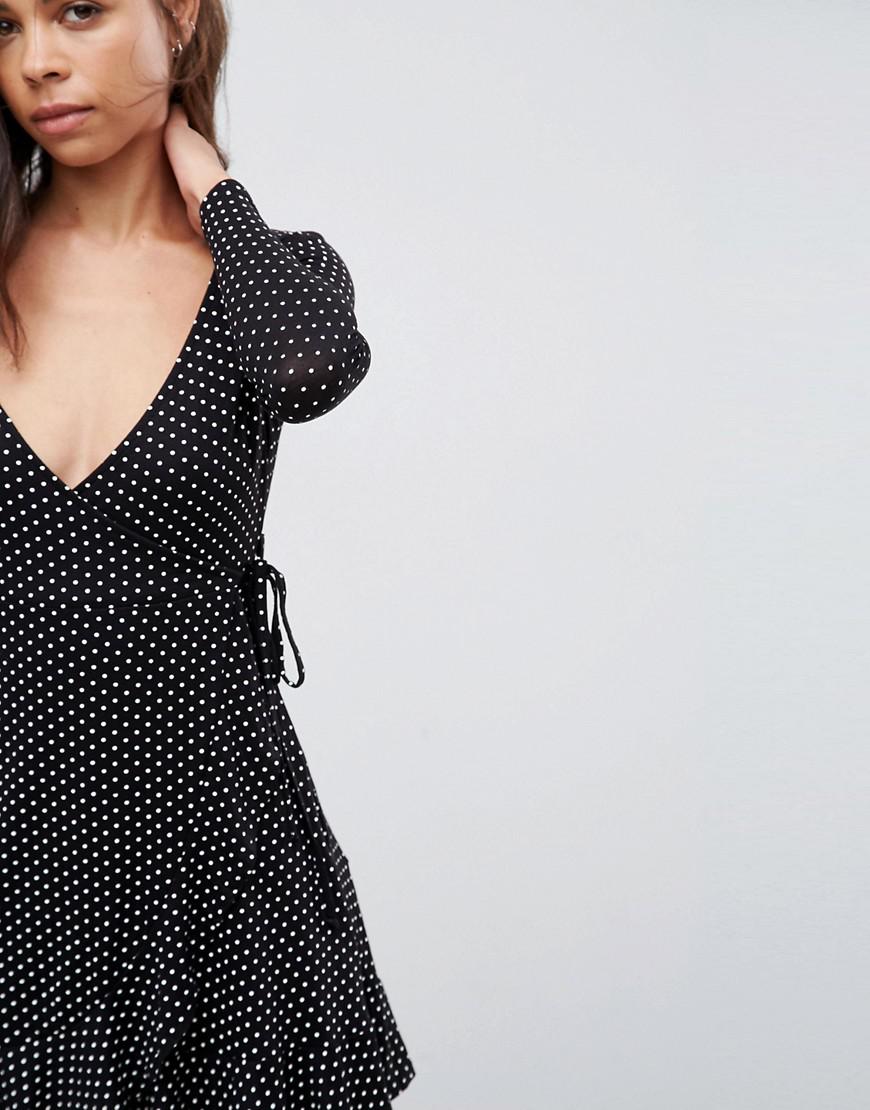 new look polka dot wrap dress