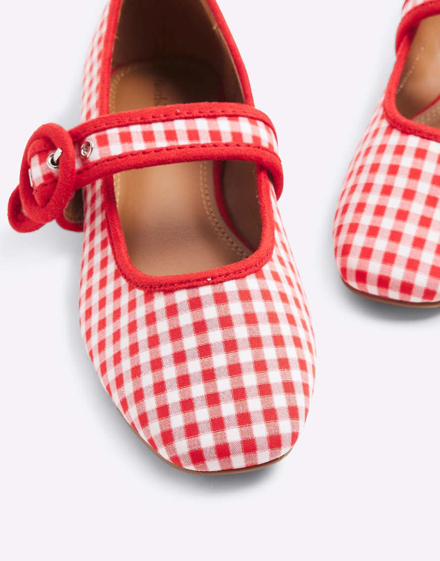 River Island Gingham Mary-jane Ballet Flats in Pink Lyst UK