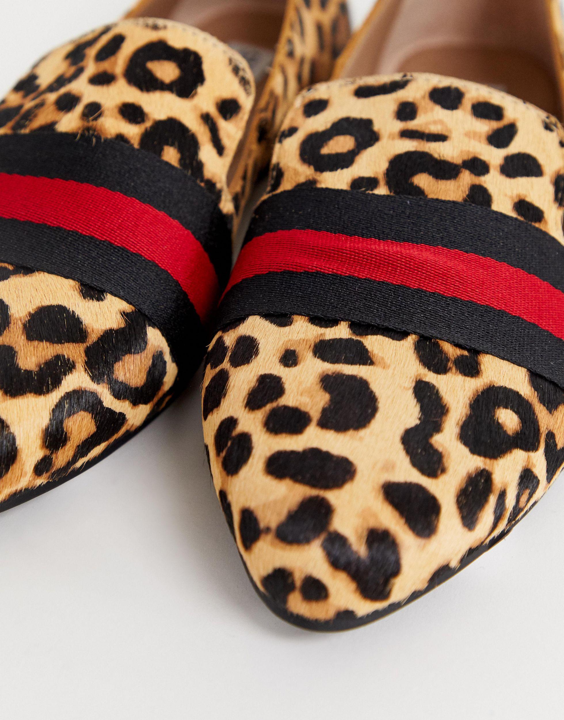 Steve Madden Nema Leopard Print Flat Shoes With Contrast Ribbon Trim | Lyst