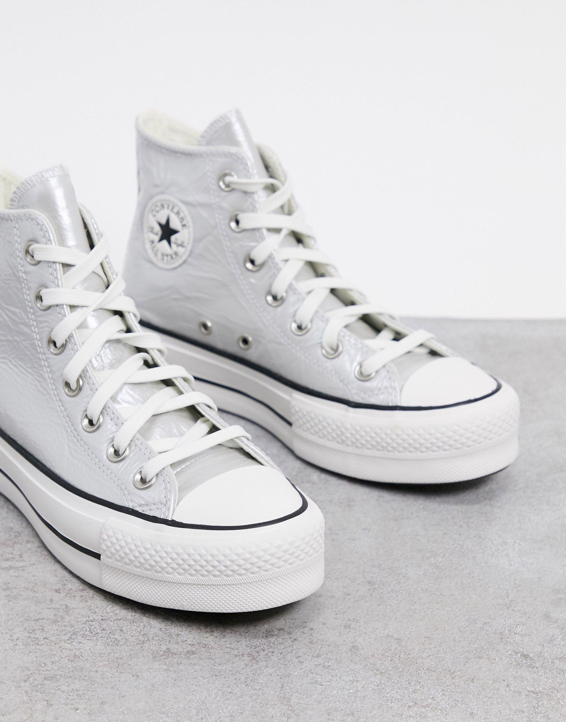 Chuck Taylor Lift - Baskets montantes à semelle plateforme - Argent  métallisé Converse en coloris Métallisé | Lyst