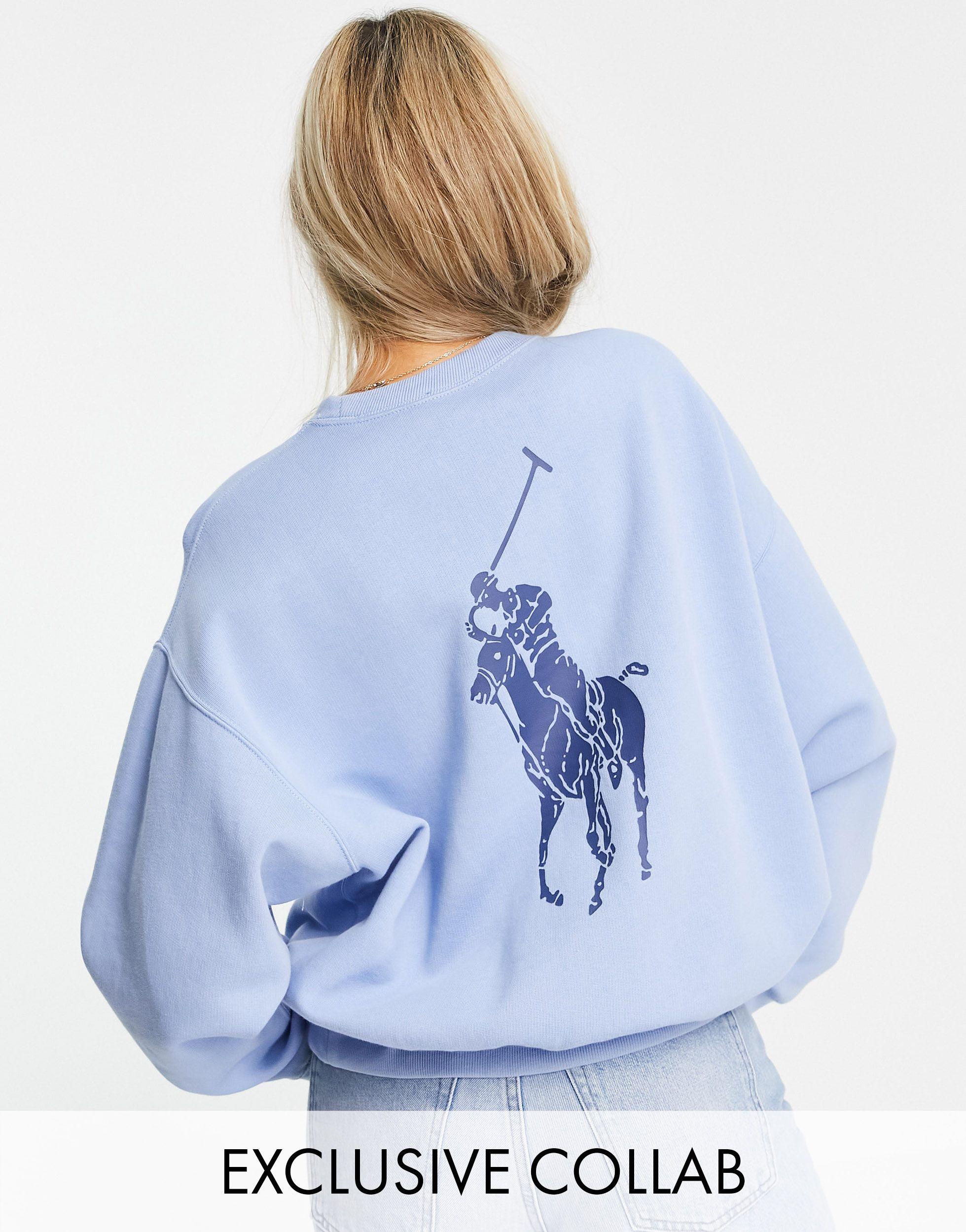 Polo Ralph Lauren X Asos Exclusive Collab Back Logo Sweater in Blue | Lyst