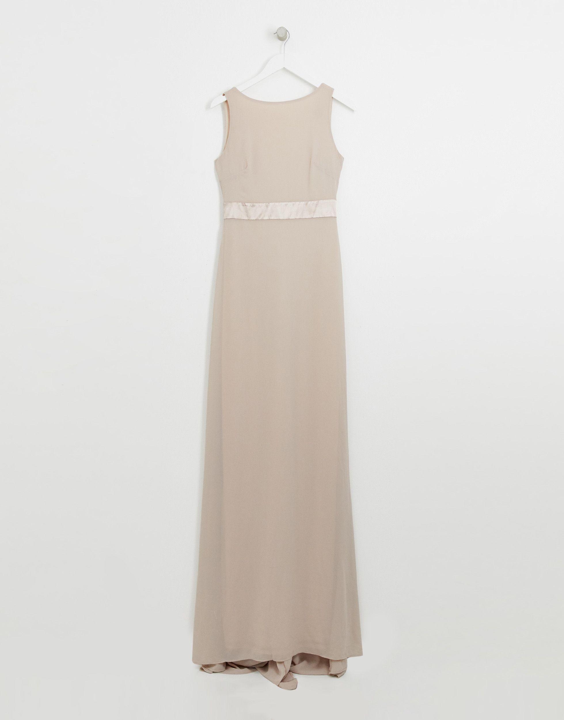 tfnc sateen bow back maxi bridesmaid dress in pink