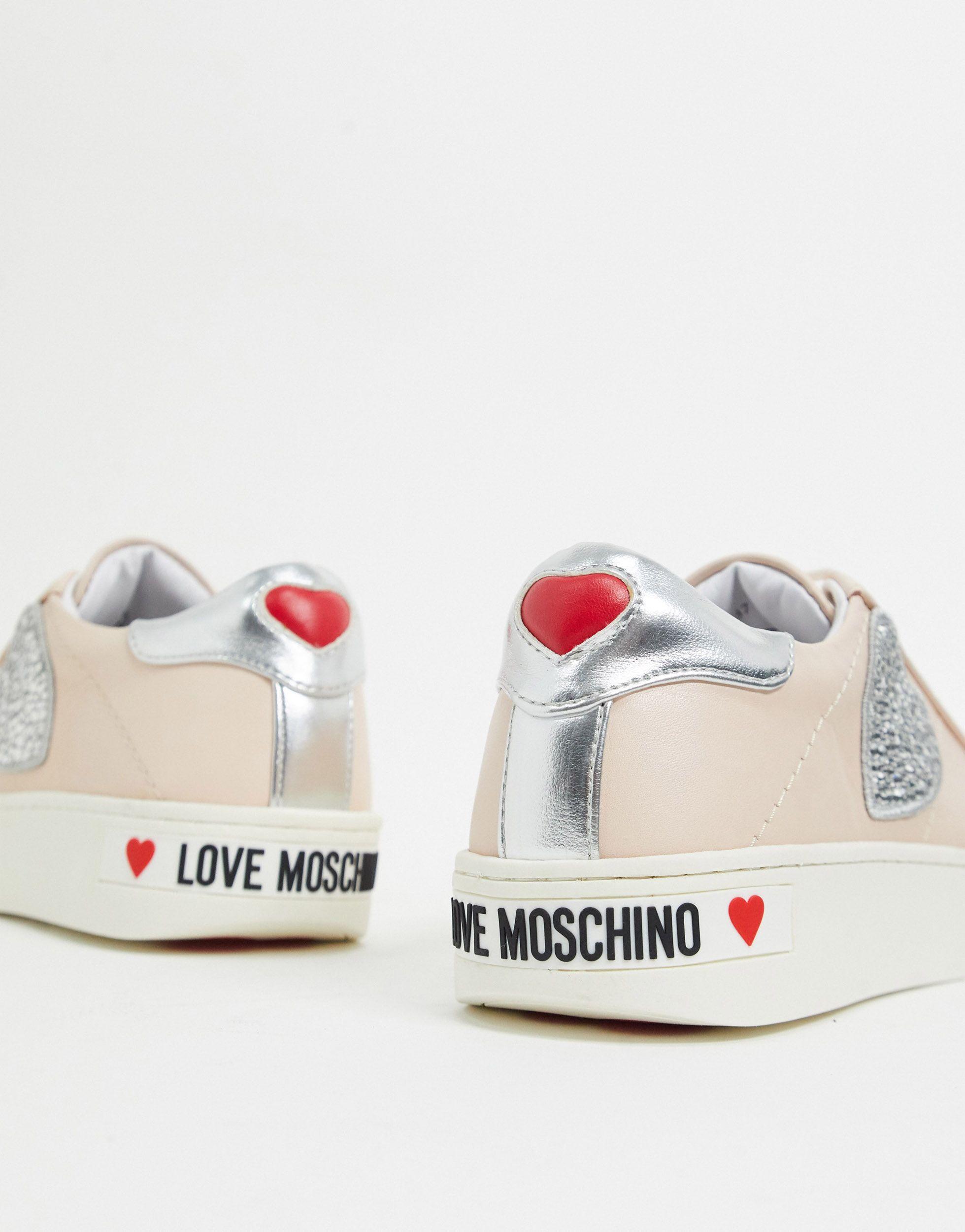 Love Moschino Heart Side Trainers in Light Pink (Pink) - Lyst