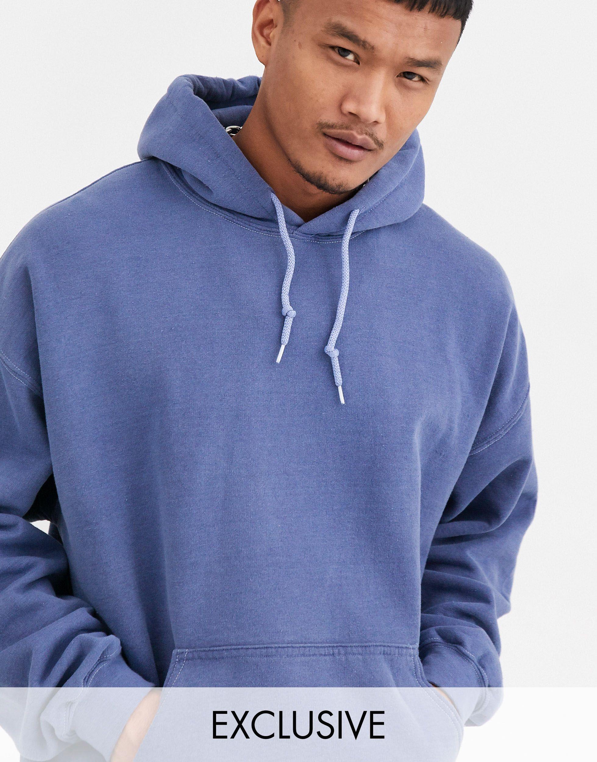 Reclaimed (vintage) Inspired Oversized Washed Hoodie in Blue for Men | Lyst