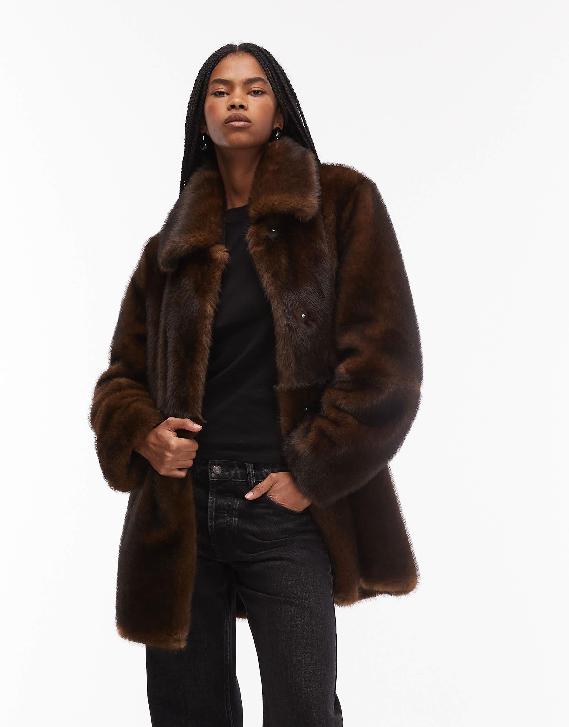 Topshop Lilac Fur Coat Amazon Winter Women Warm Thick Fleece