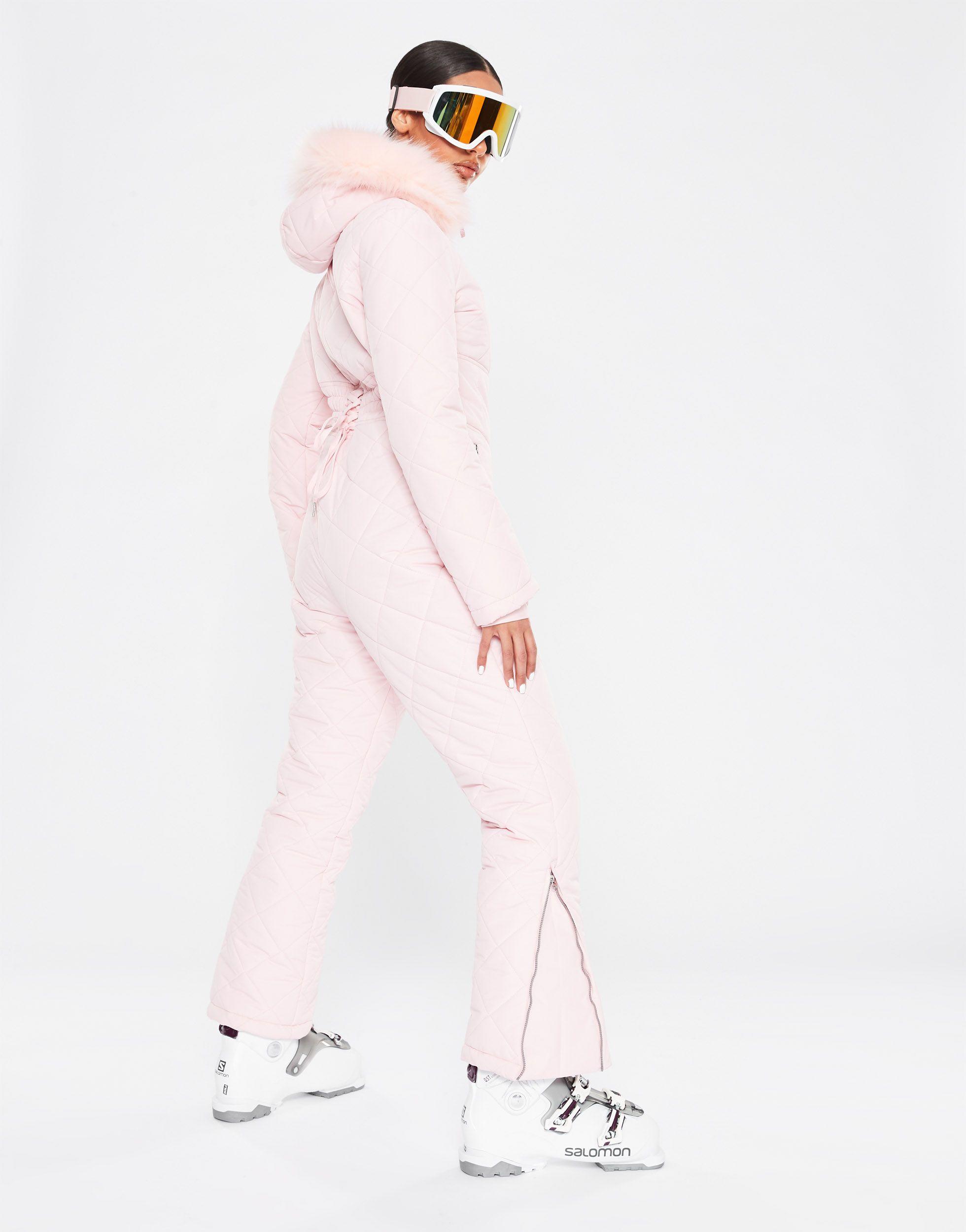 Missguided Ski Quilted Snow Suit in Pink | Lyst